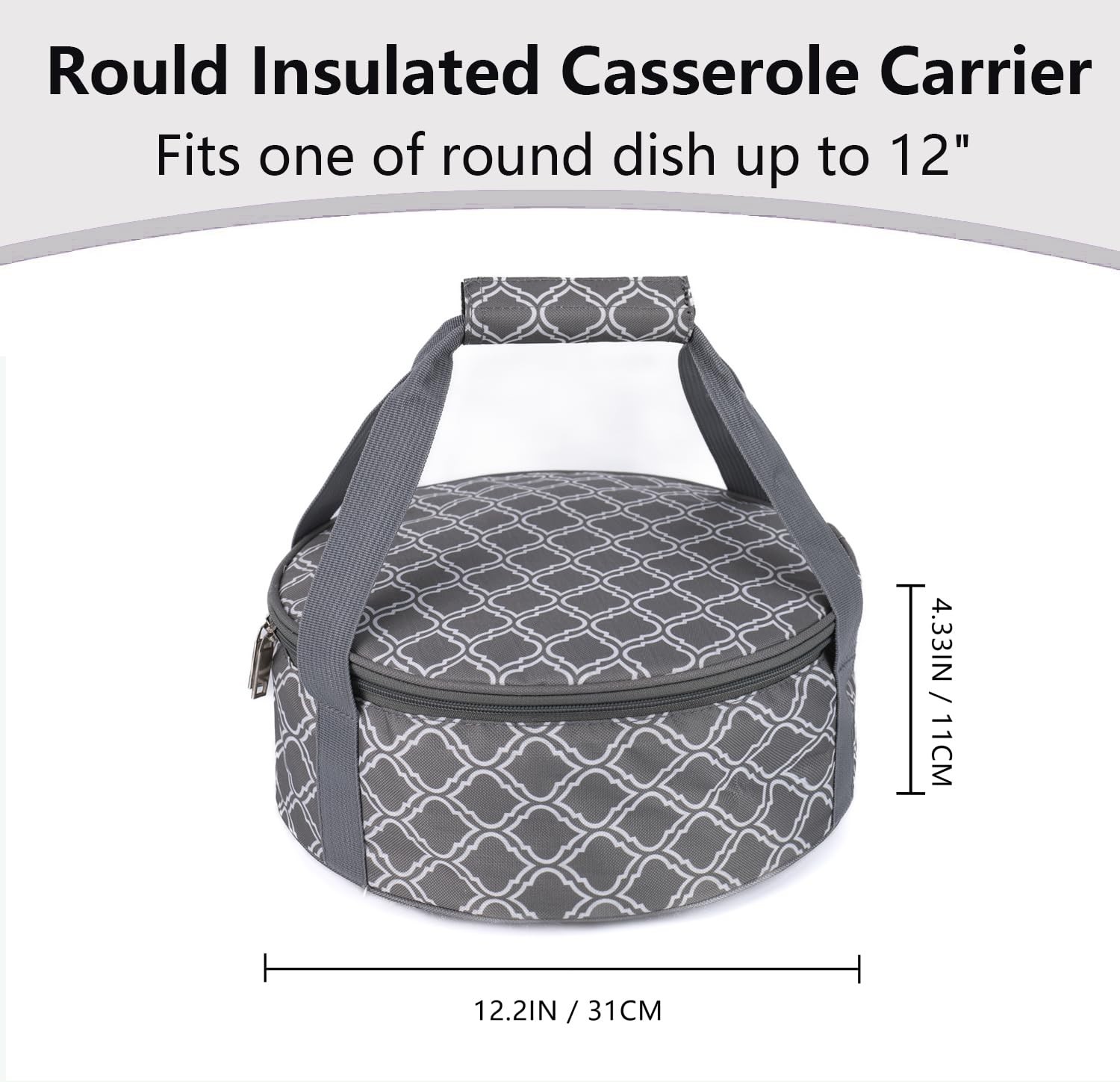 Lestyn Round Portable Insulated Thermal Dish Carrier Bag for Pie and Cake Tra…