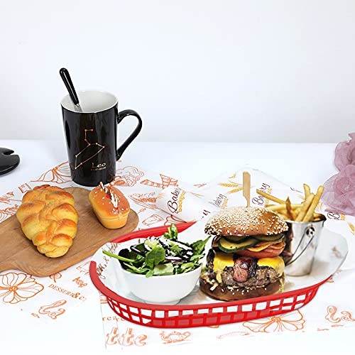 FAST FOOD BASKETS Plastic Basket Hot Dogs Burgers Sandwiches Red 40 Pack CEDILIS
