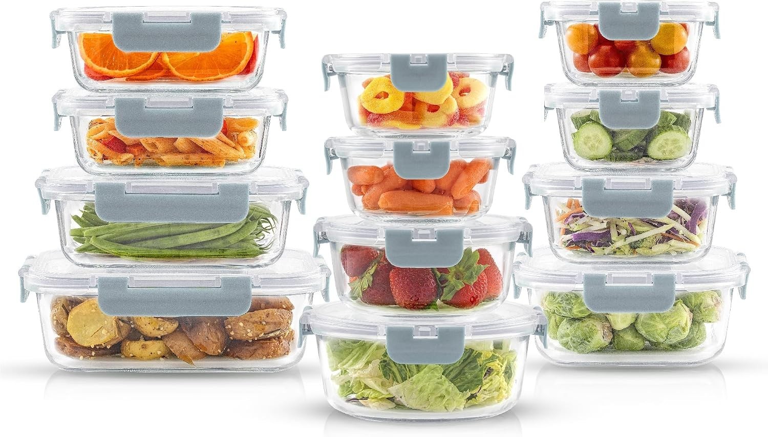 Versatile 24-Piece Glass Storage Containers – BPA-Free & Airtight Lids Included