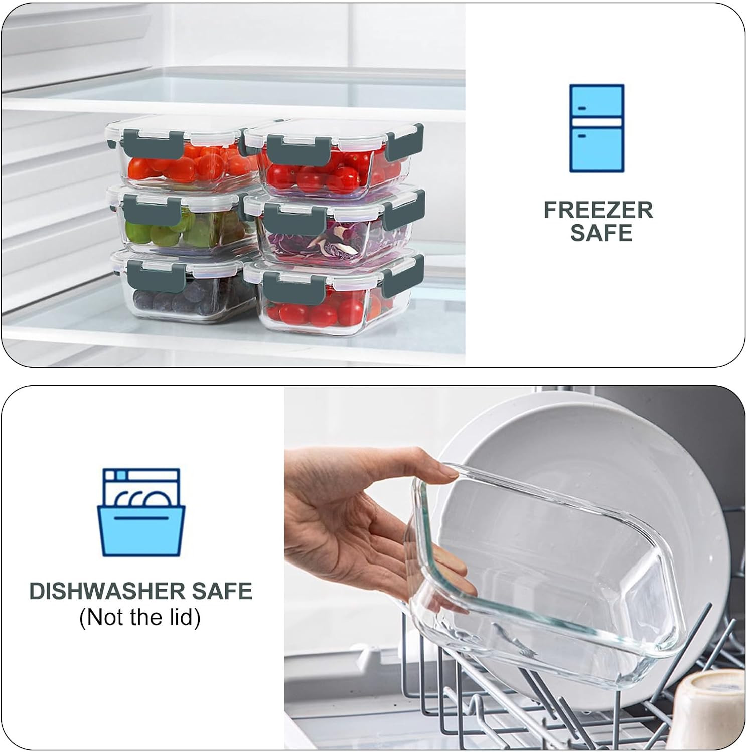 KOMUEE 10 Packs 22 oz Glass Meal Prep Containers, Glass Food Storage Containers