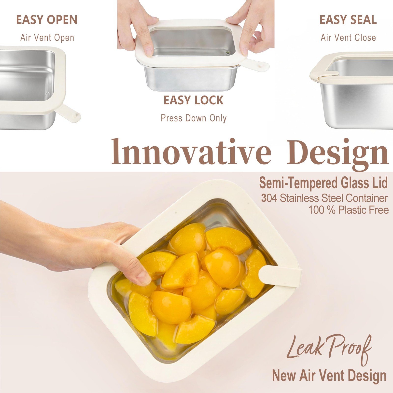 Urban Green Stainless Steel Food Containers with Glass Lid, Airtight Leakproo…