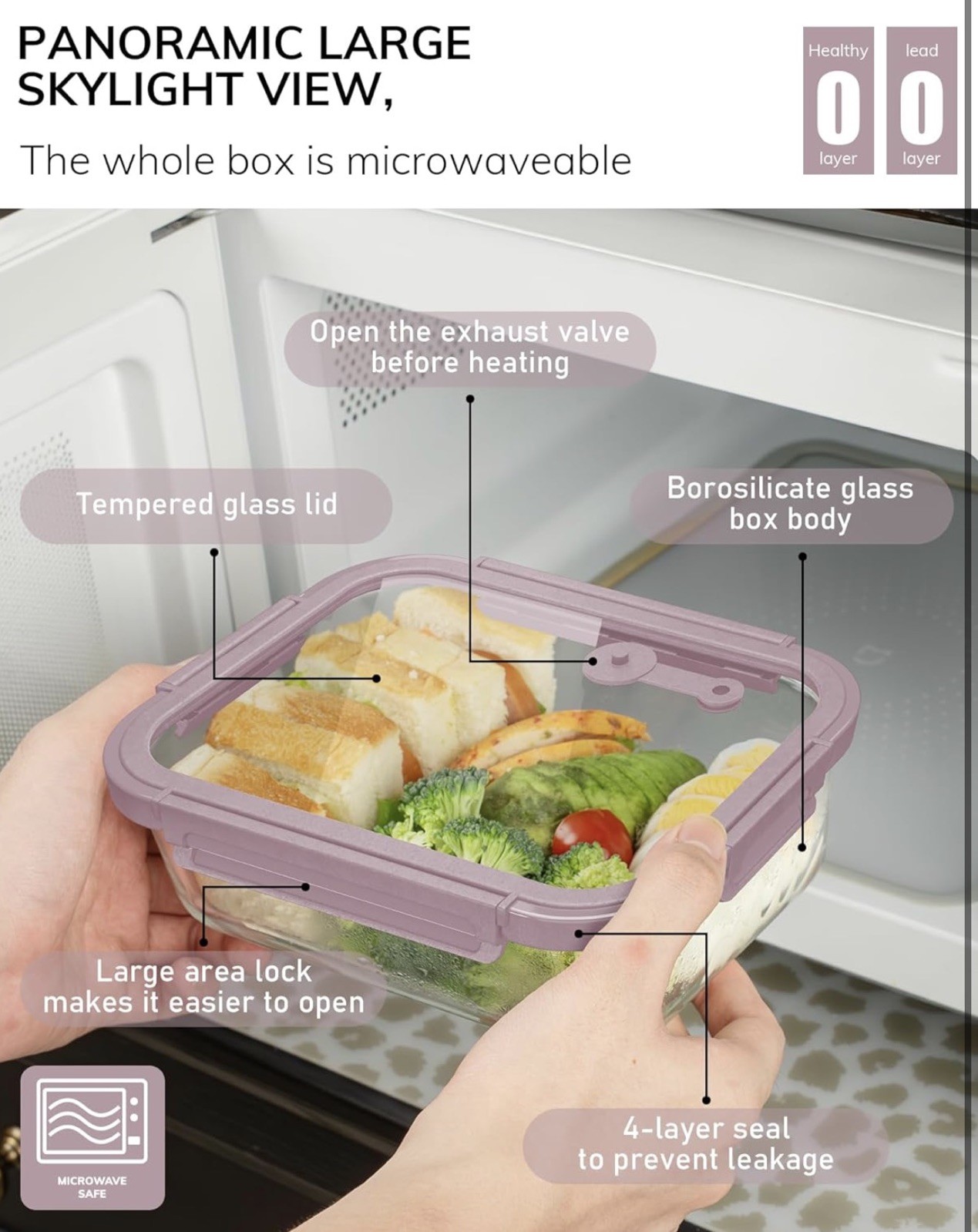 Glass Food Storage Containers Set Oven Microwave Safe Airtight Lids Meal Prep US