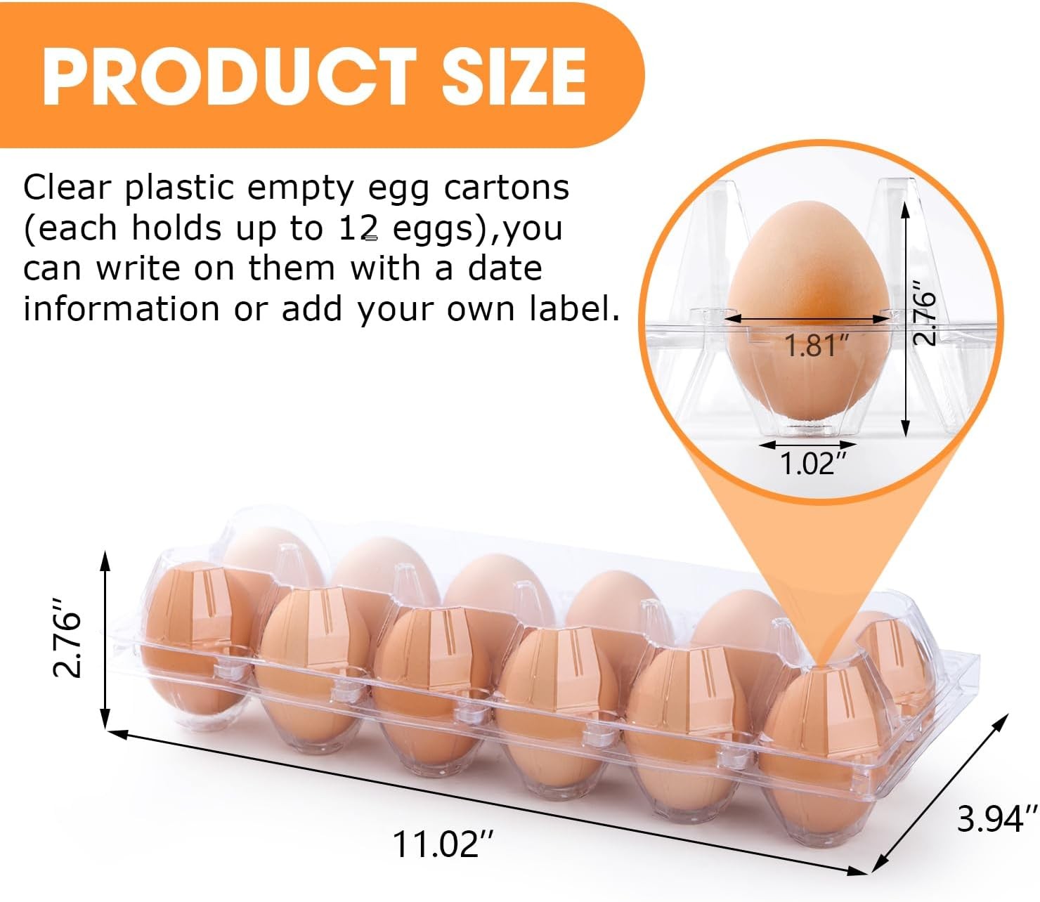 100 Pack Plastic Egg Cartons Cheap Bulk,1 Dozen Clear Empty Egg Containers fo…