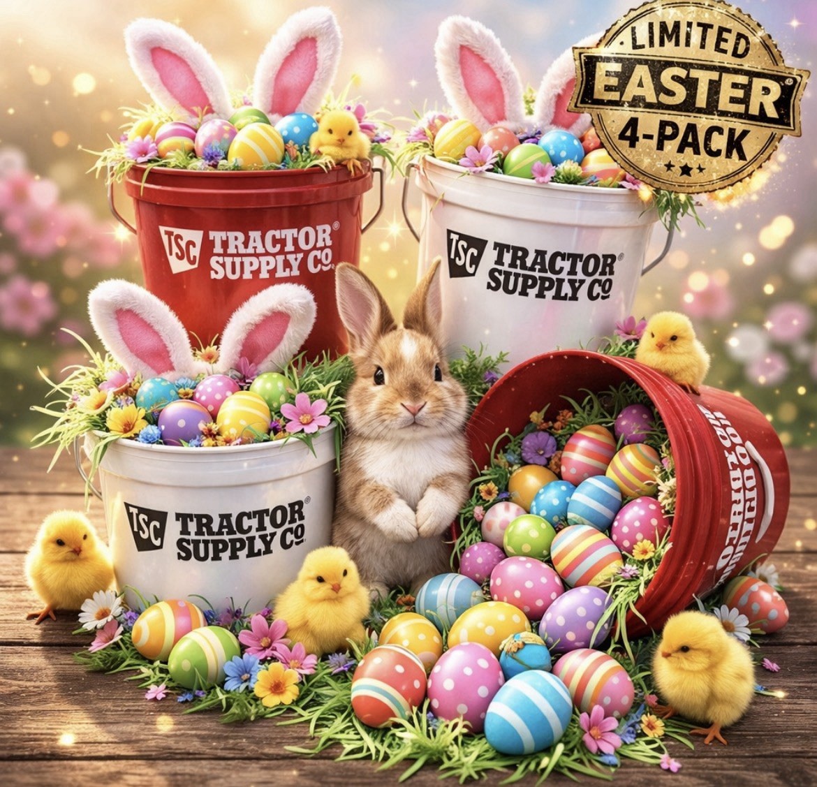 TRACTOR SUPPLY Red & WHITE 0.4-Quart BPA-Free Mini Buckets Set of 4 EASTER GIFT