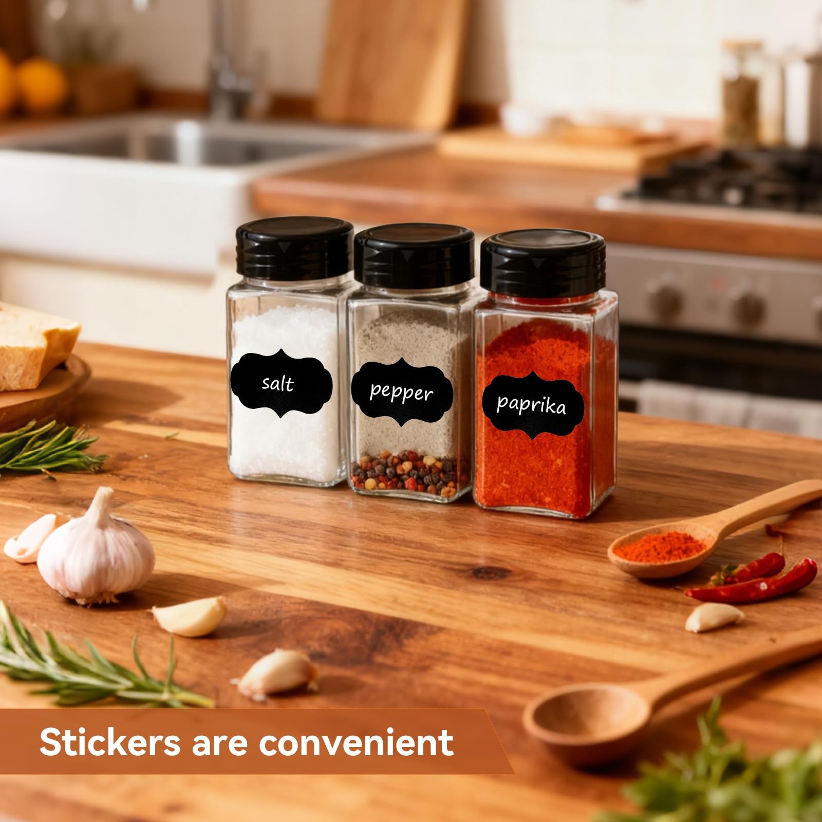 28 Pcs 9 oz Plastic Spice Jars with Black Cap,Square Plastic Bottle Container…
