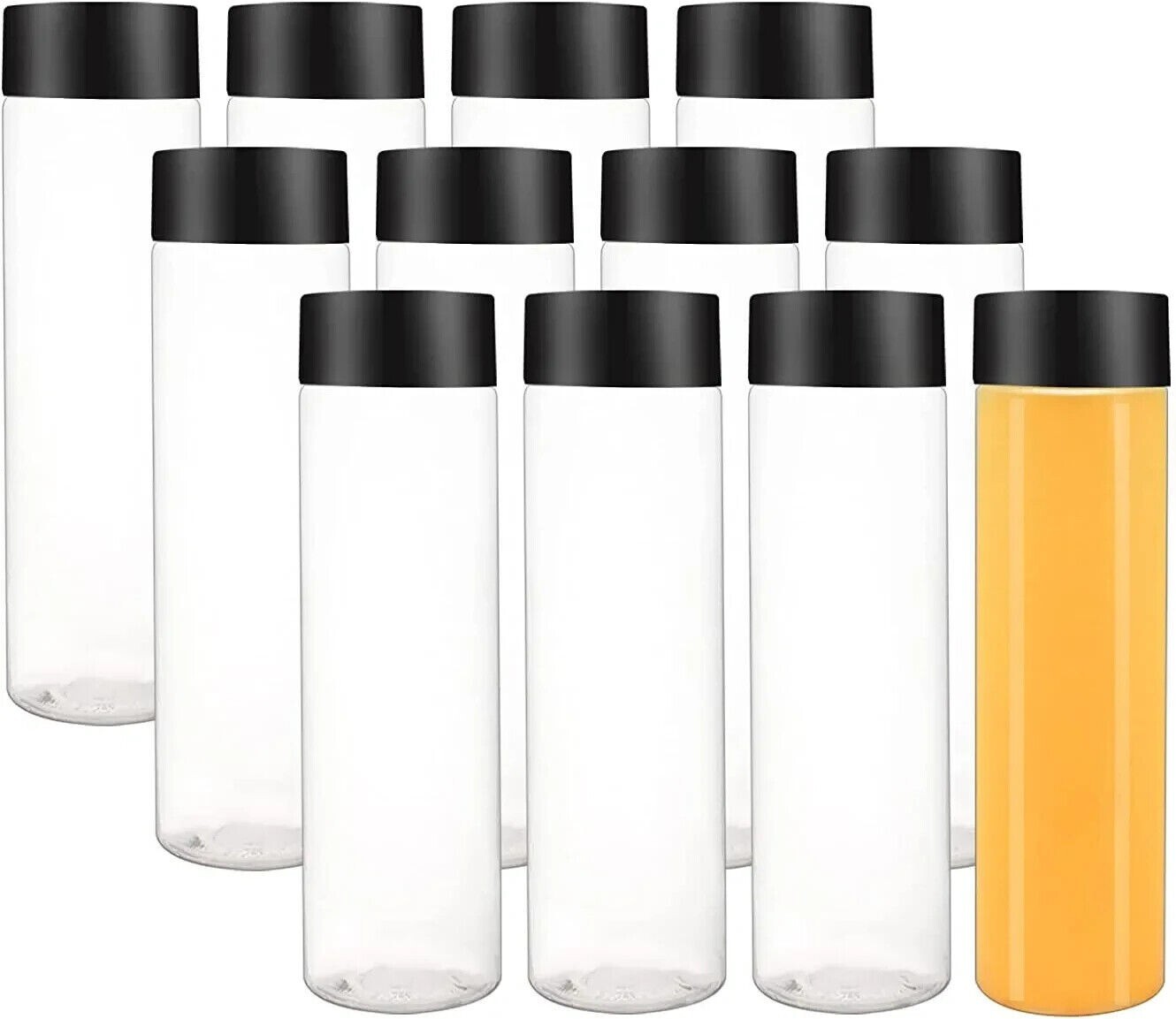 75 Pack 2.7oz Clear PET Bottles w Caps Refillable Leakproof Travel