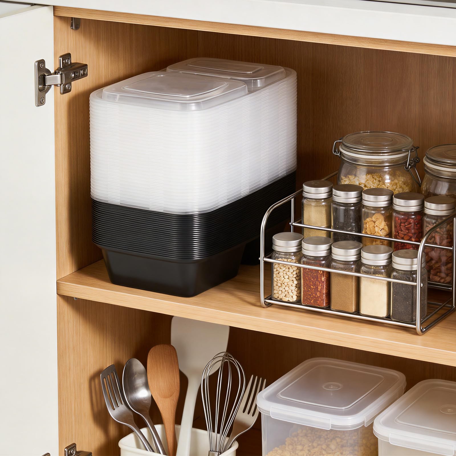 100 Pack (200-Piece)32 oz Meal Prep Containers,2-Compartment Reusable Food St…