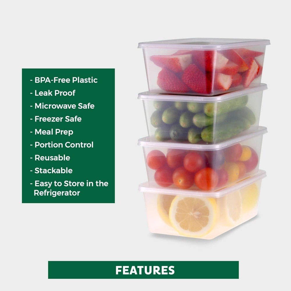 Food Storage Containers [50 Set] 25 oz Plastic Deli Containers with Lids,