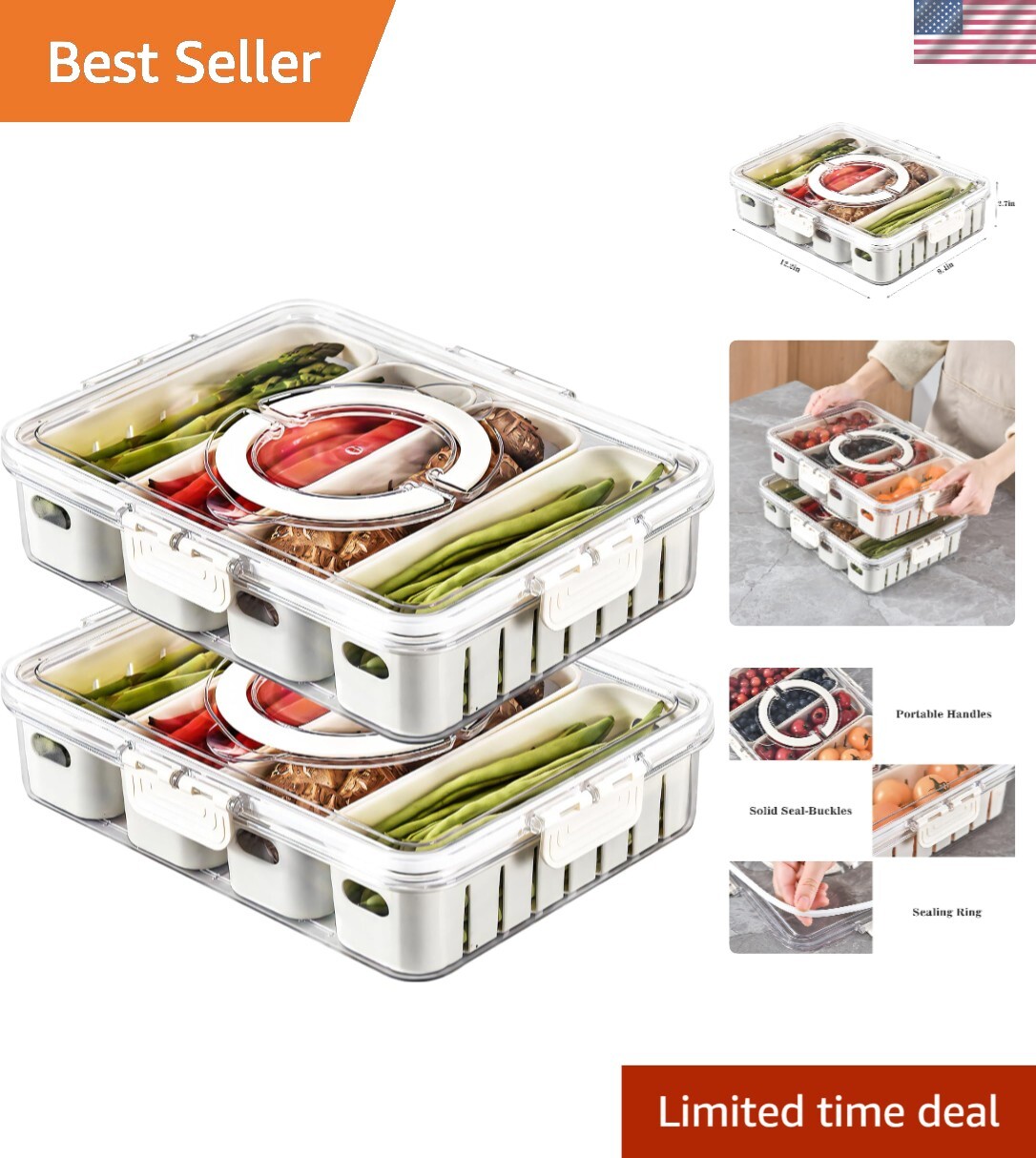 Durable Plastic Snackle Box Set with Lids for Efficient Fridge & Pantry Storage