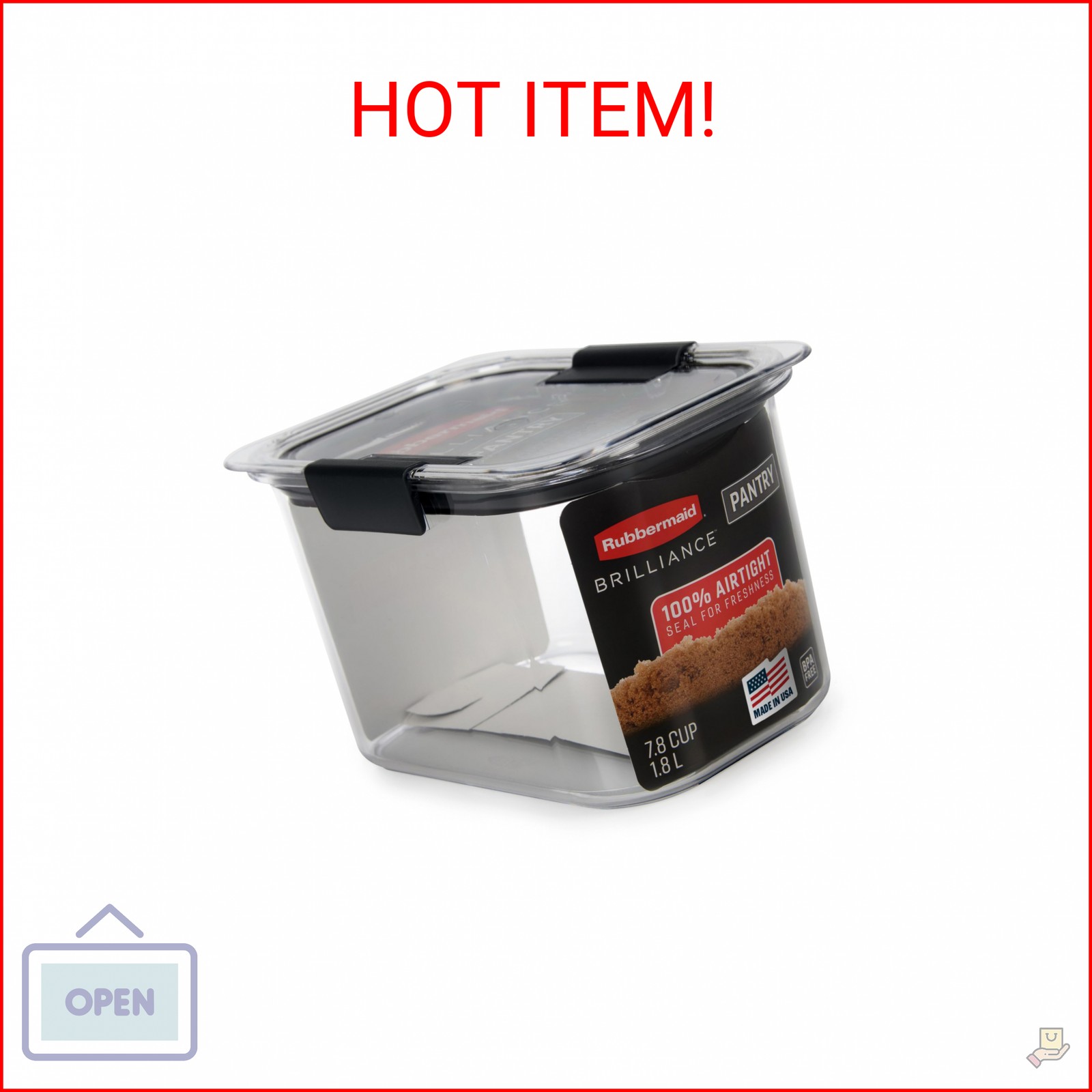 Rubbermaid Brilliance Pantry Airtight Food Storage Container, BPA-Free 7.8 Cup,