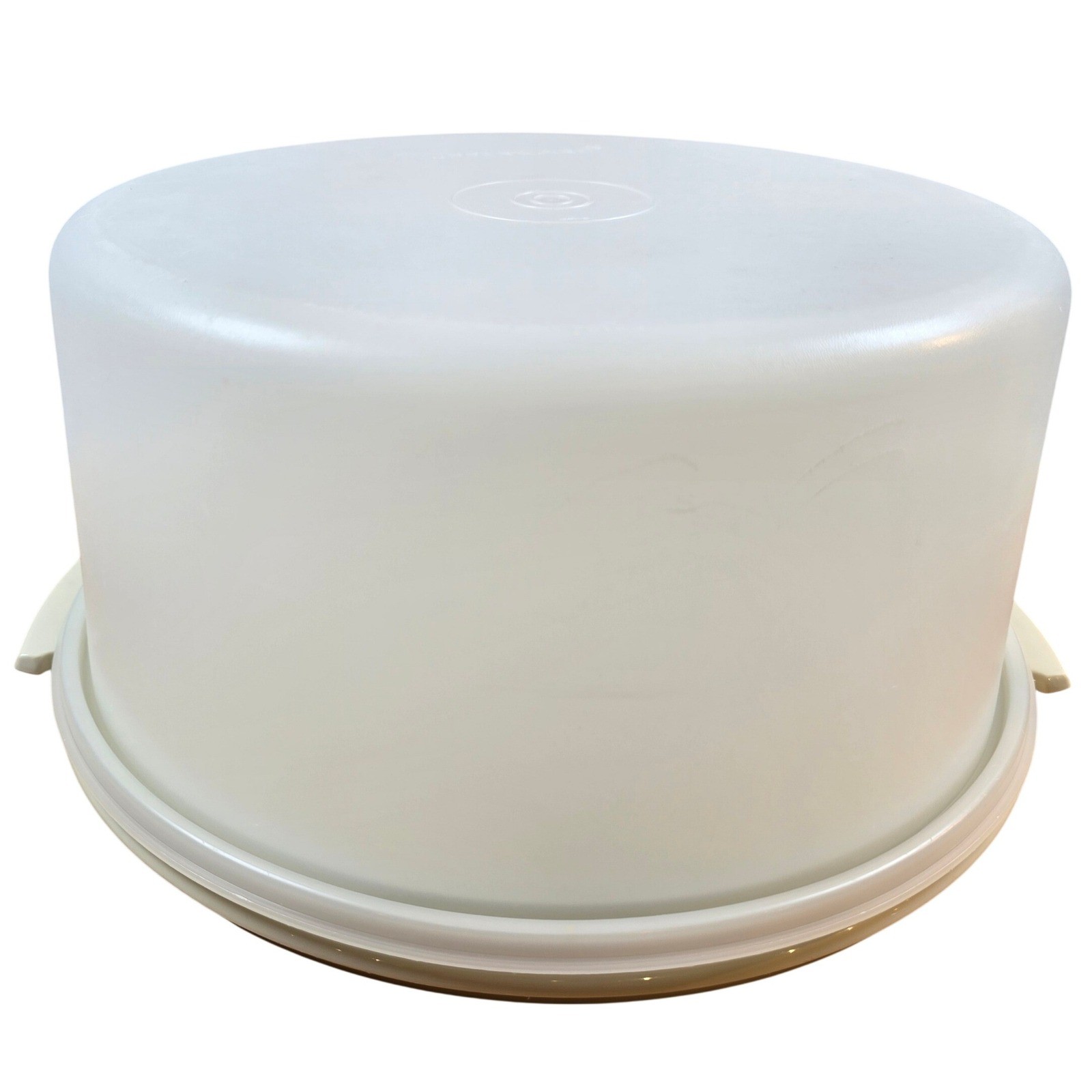 Tupperware Cake Container Carrier Base and Lid 12″ x 6″ #1256-6 Almond