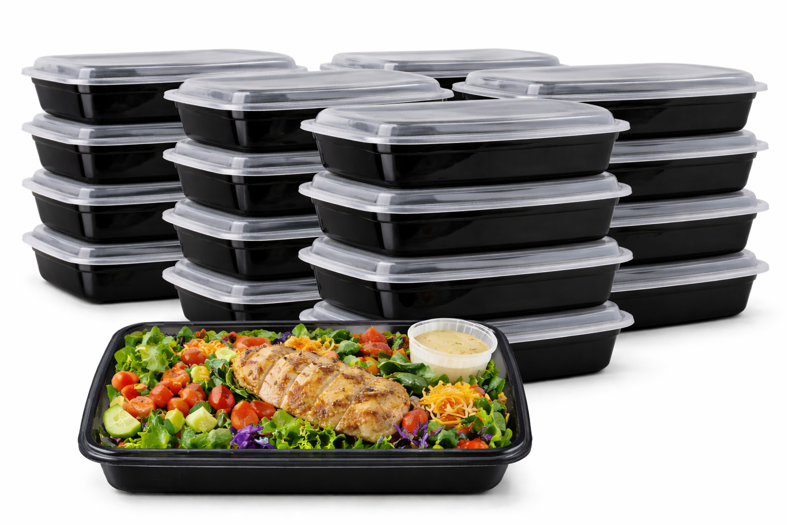 150pc 12oz One Time Use Plastic Black BPA Free Food Prep Containers Togobox