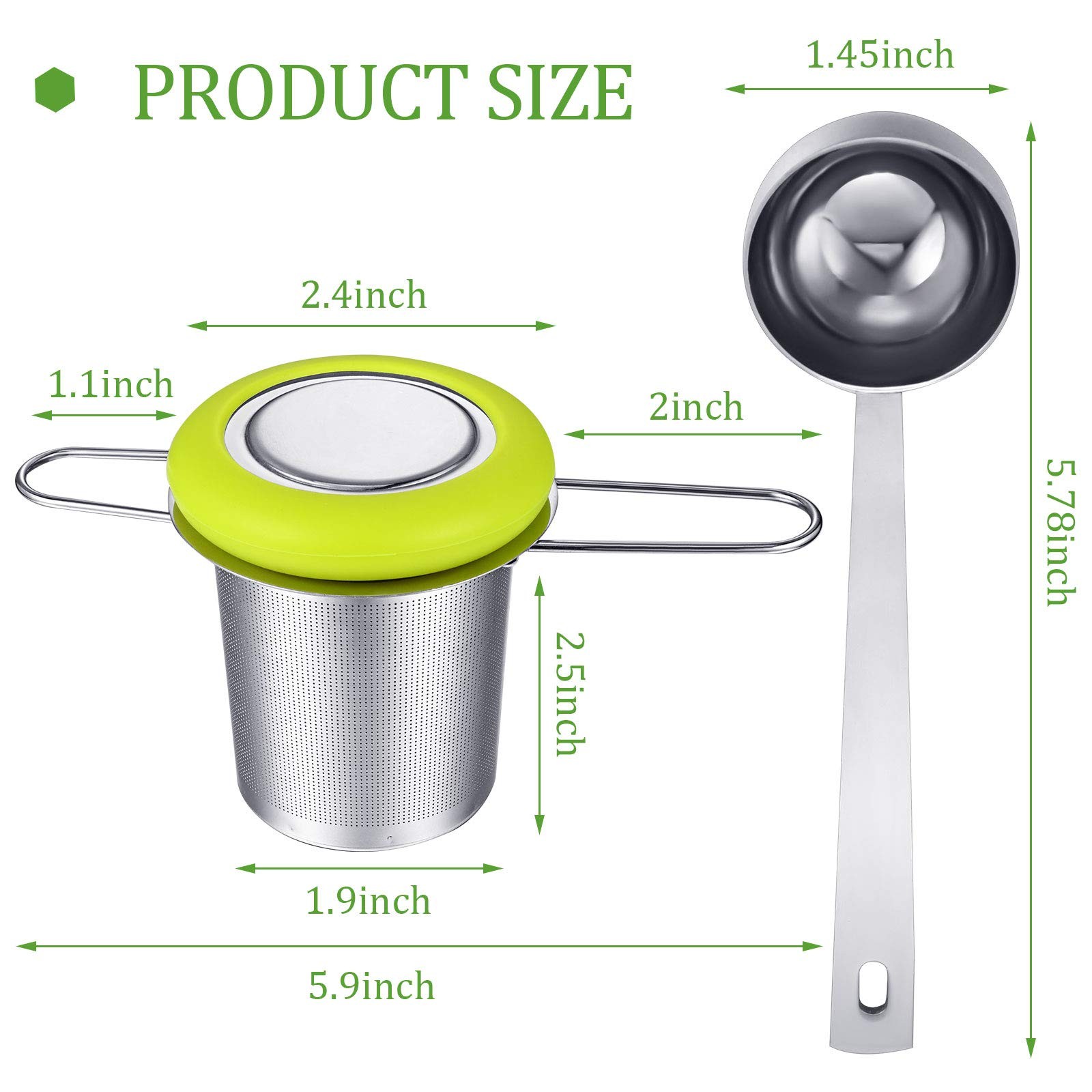 2 Pieces Tea Infusers Stainless Steel Strainer Folding Handle Blue and Green