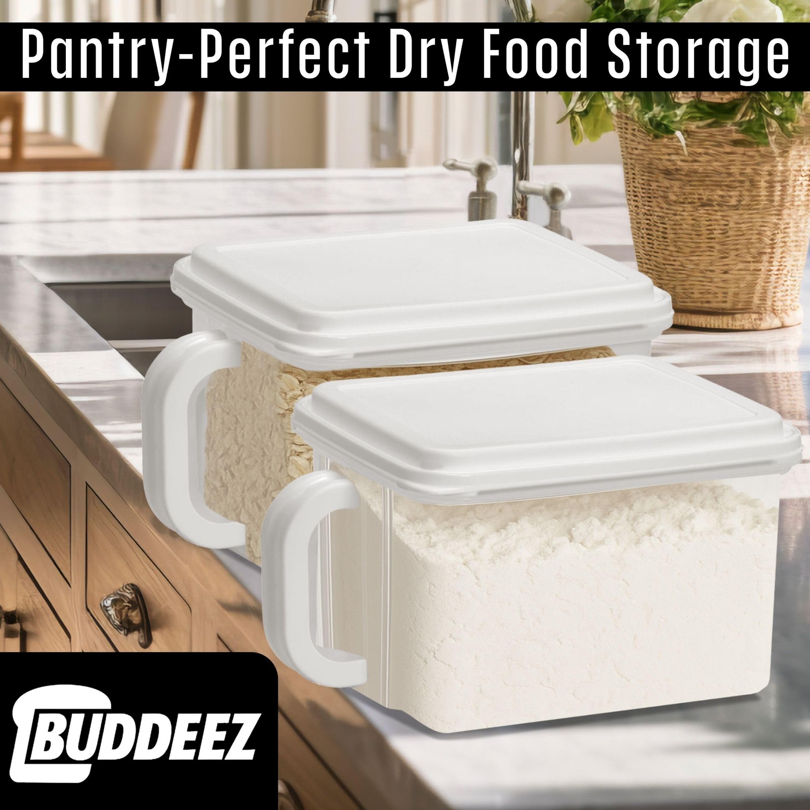 Buddeez Cereal Containers Storage – Airtight Food 21 CUP, White