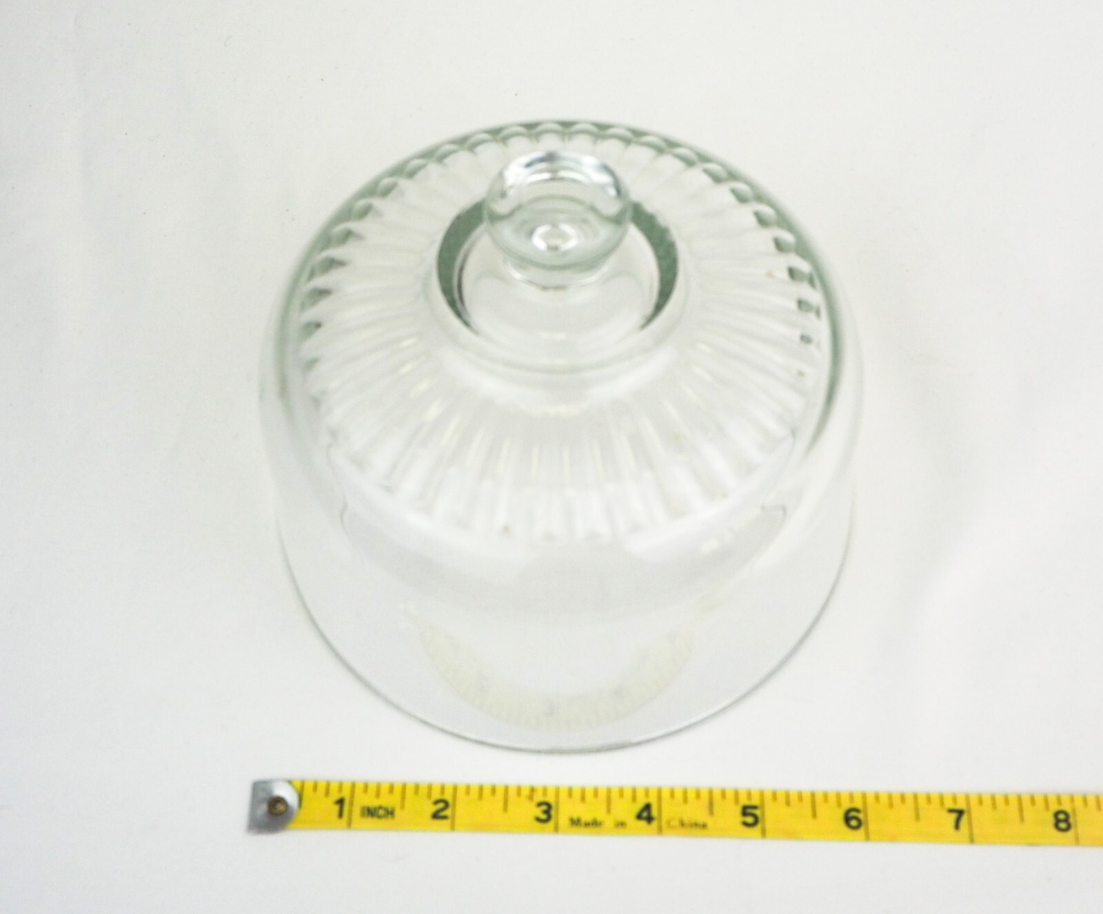 Vintage Clear Pressed Glass Food Dome Cheese Cloche Ribbed Top Made in France