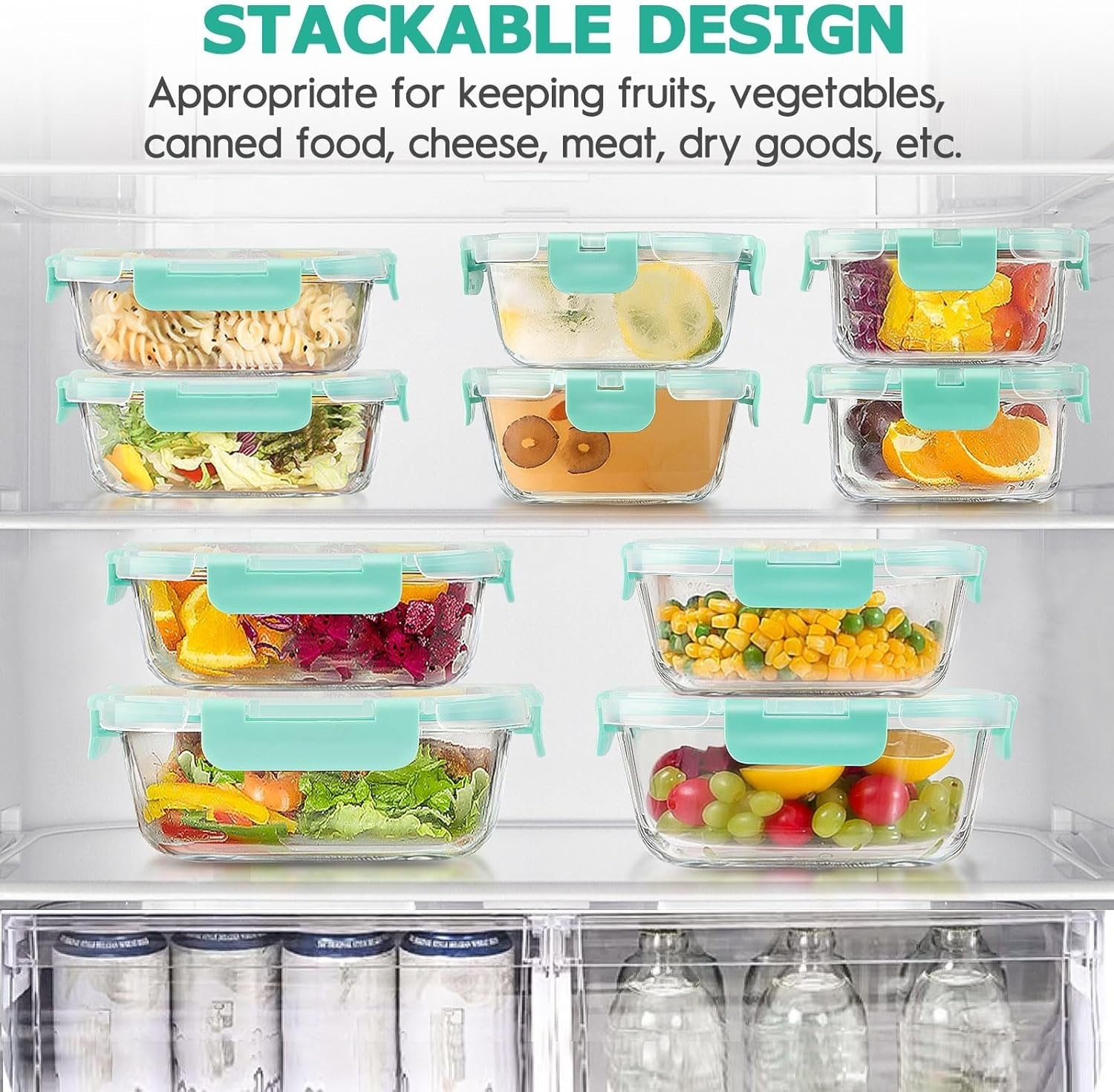 34pcs Glass Food Storage Containers with Lids Set, Airtight Glass Meal Prep C…