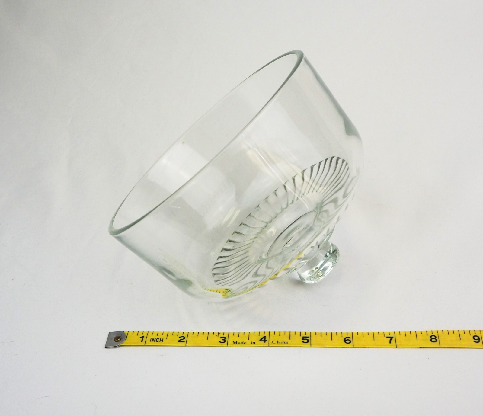 Vintage Clear Pressed Glass Food Dome Cheese Cloche Ribbed Top Made in France
