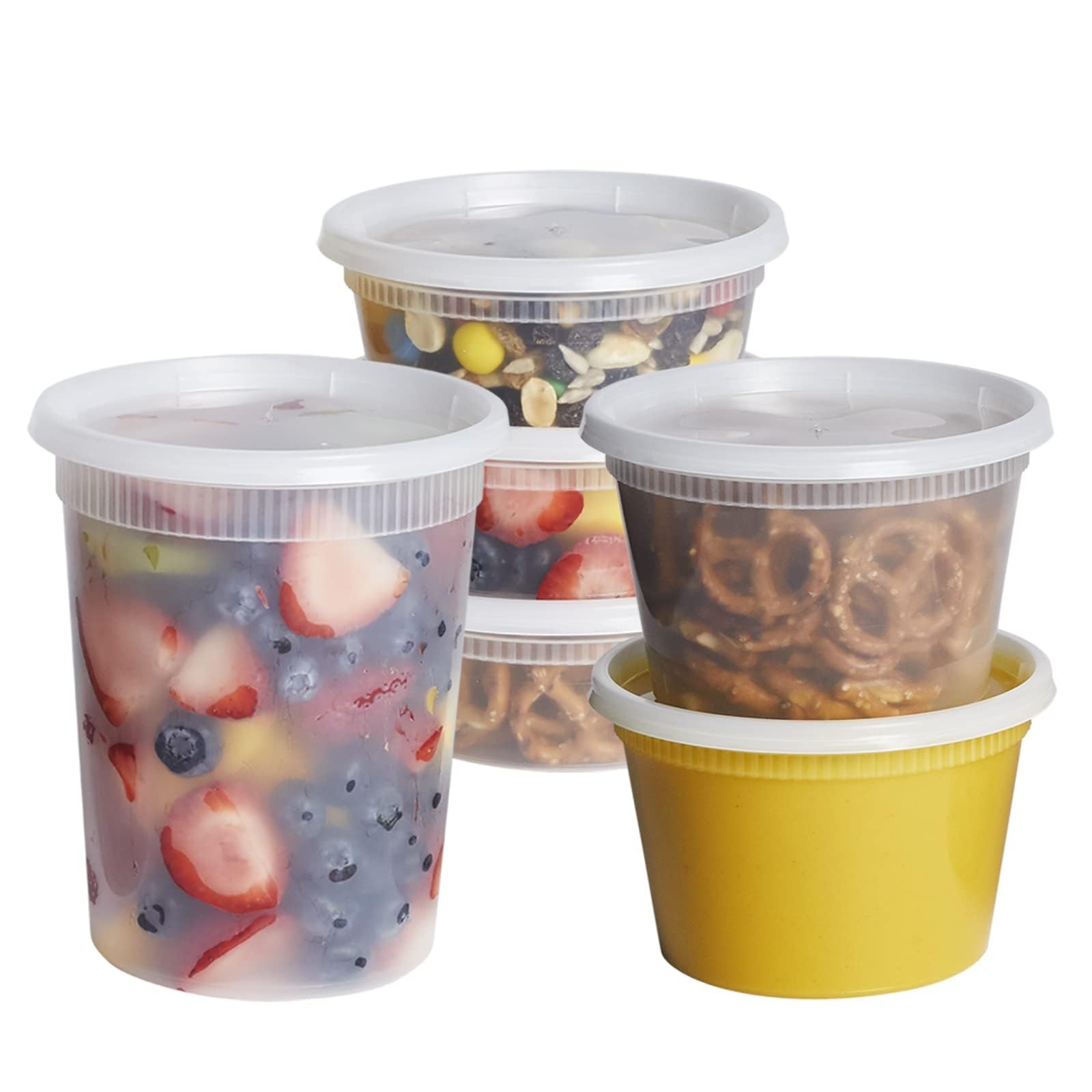 48 Sets Combo Plastic Deli Containers With Airtight Lids 8 Oz 16 Oz 32 Oz. Foo