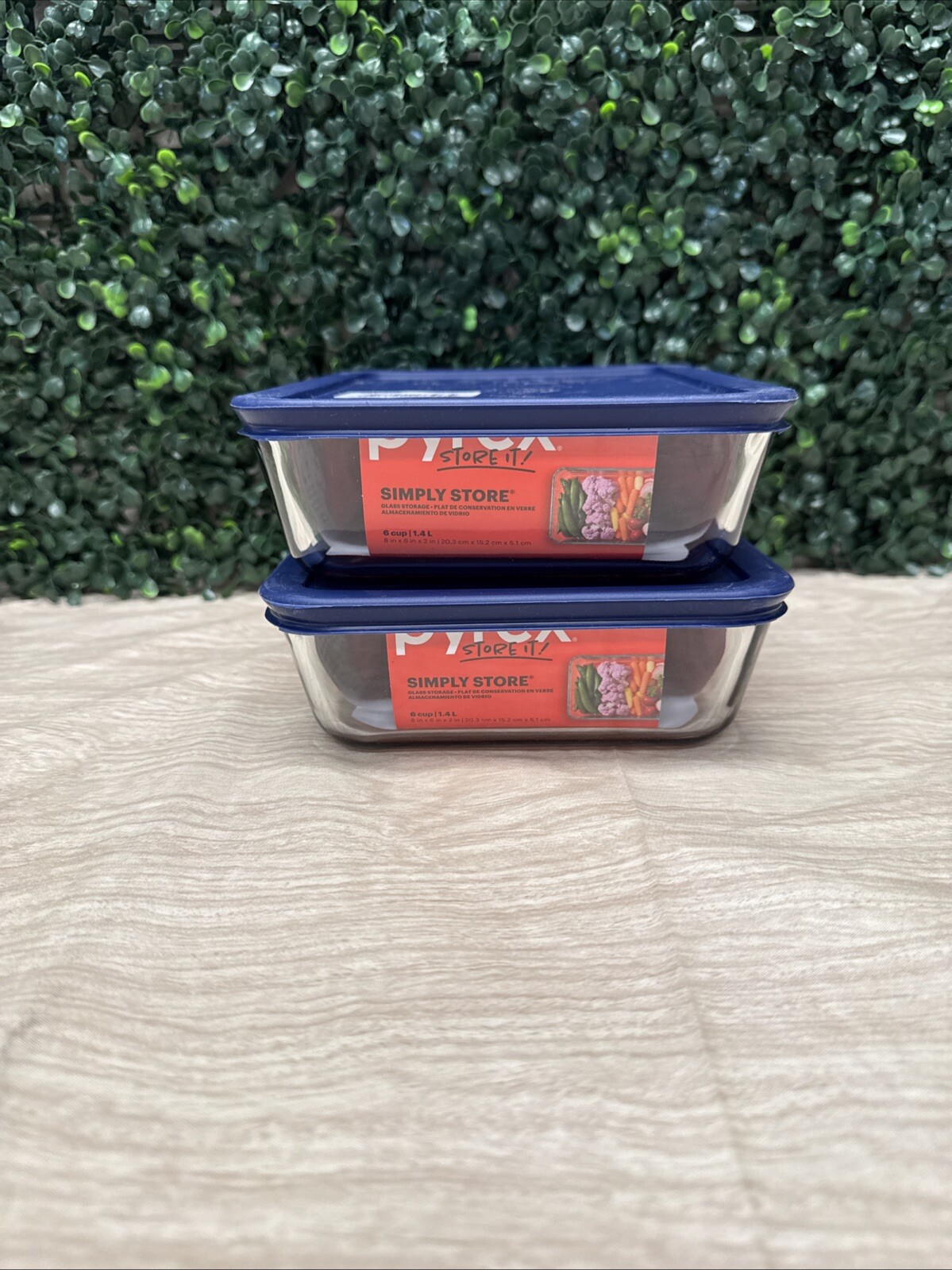 Pyrex Rectangular Storage Dish 1.4L 6 Cup. 2 Pack
