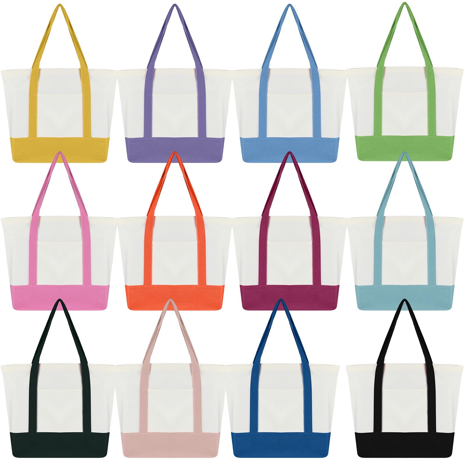 Eccliy 12 Pcs Mini Canvas Tote Bags 13 X 11 X 6 Small Tote Shopping Bag Bulk