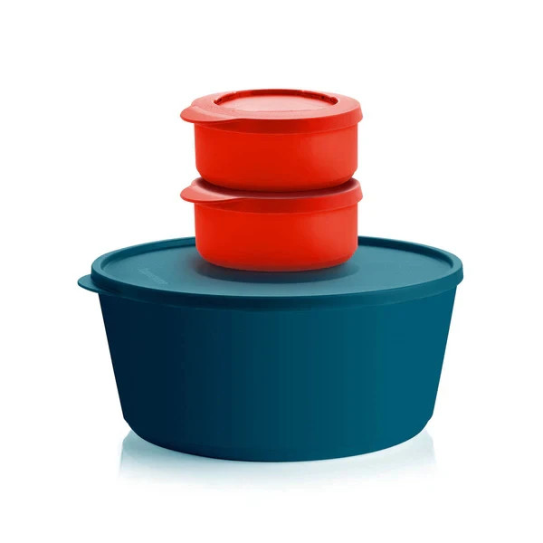 Tupperware Ilumina Interlocking Salad Stackable Bowl Serving Set of 3 NEW