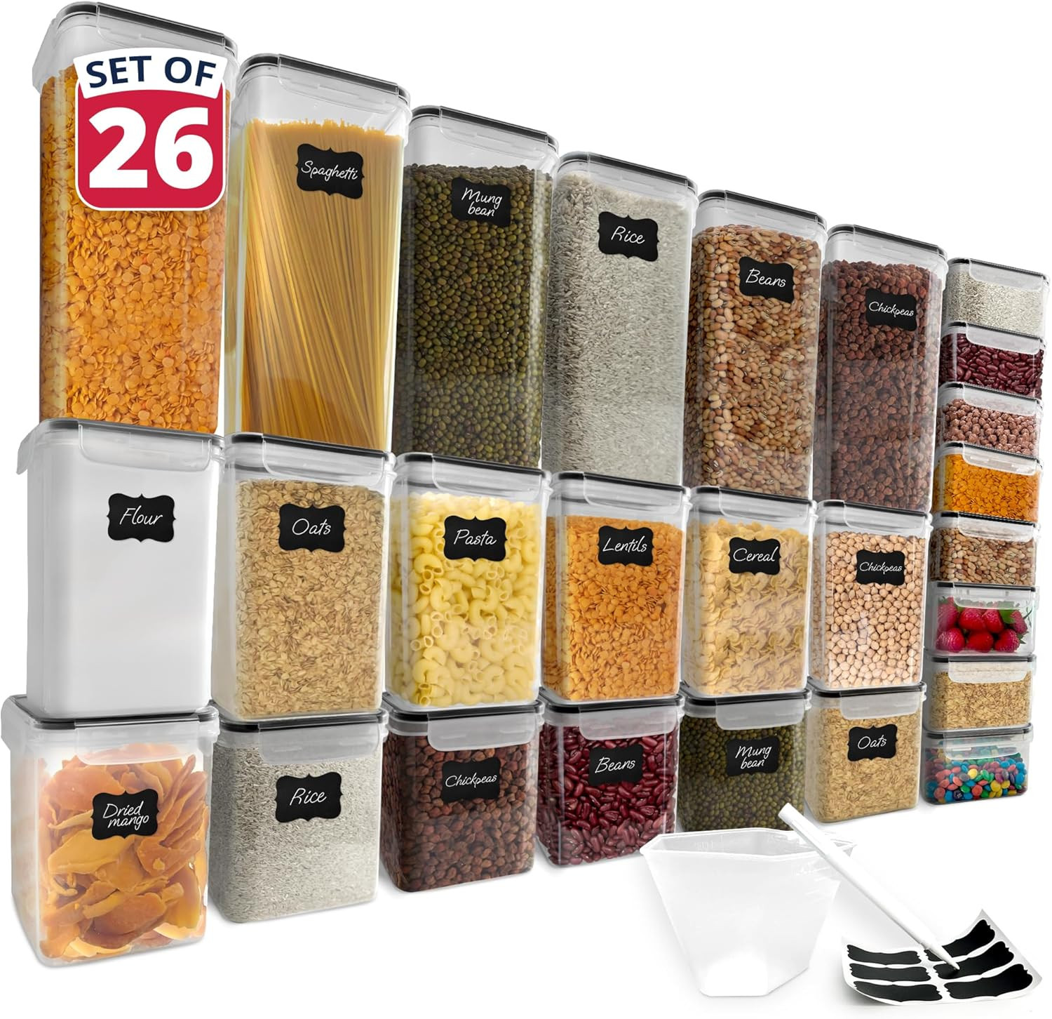 Reli. Airtight Food Storage Containers with Lids (26 Sets) | Kitchen Organizers