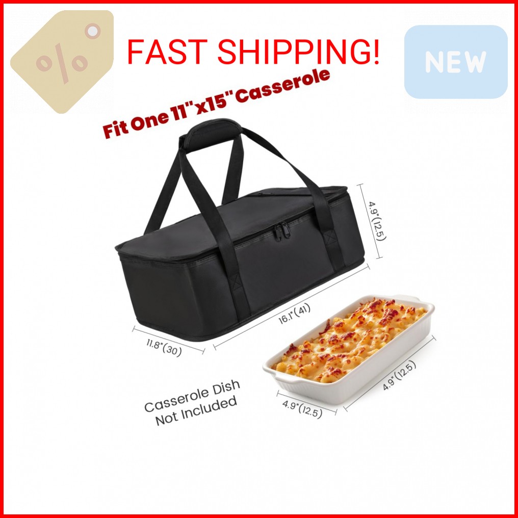 Bodaon Insulated Casserole Carrier Bag, Fits 9×13 and 11×15 Inch Baking Dish wit