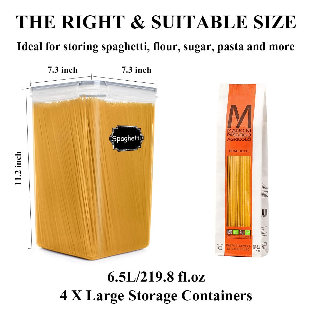 Extra Large Tall Airtight Food Storage Containers 6.5L/ 5.9QT, Plastic BPA Fr…