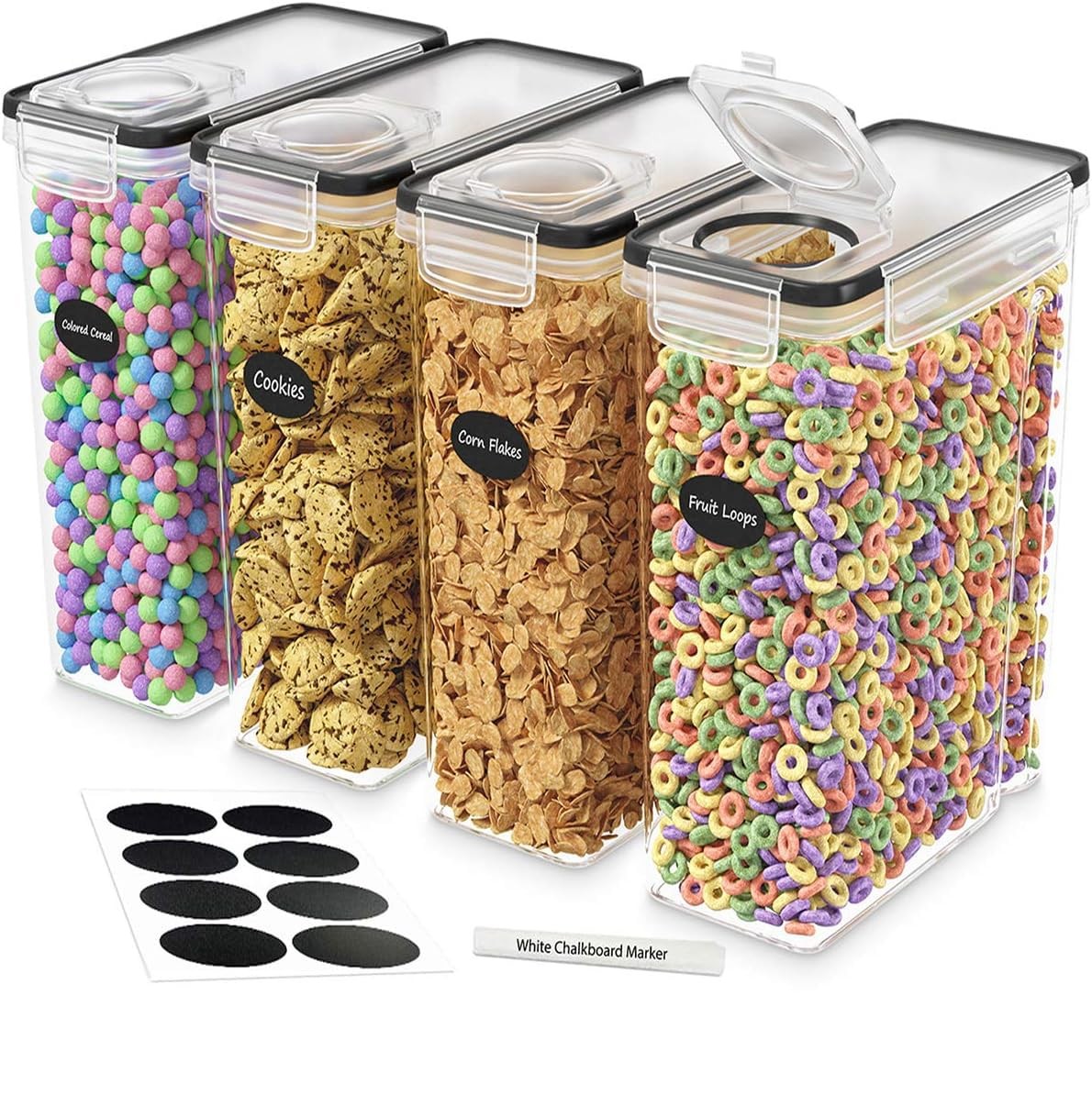 Cereal Containers Storage 4L Set of 4 Airtight Food Storage Containers with L…