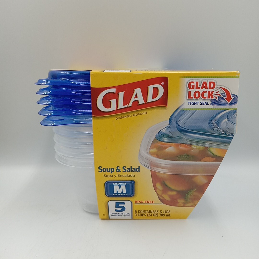 Gladware Soup & Salad Food Storage….. Containers for Everyday Use 5 Pack.. .CP