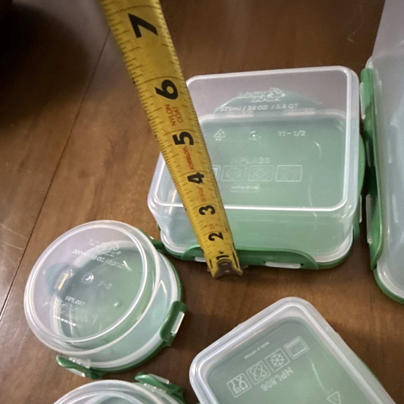 Lock & Lock 8pc Square Round Rectangle Plastic Storage Set Clear Green Snap Lid