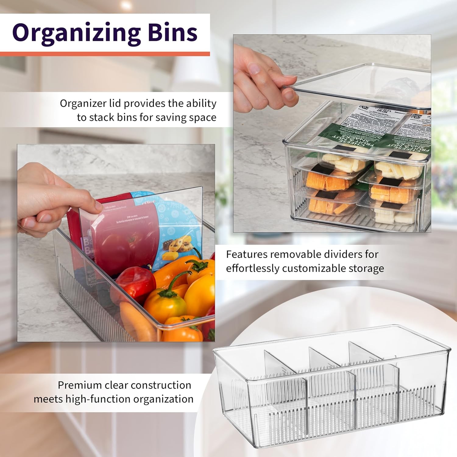Storage Box Set, Refrigerator Storage Boxes, Cabinet Organizers, 2-Piece Set