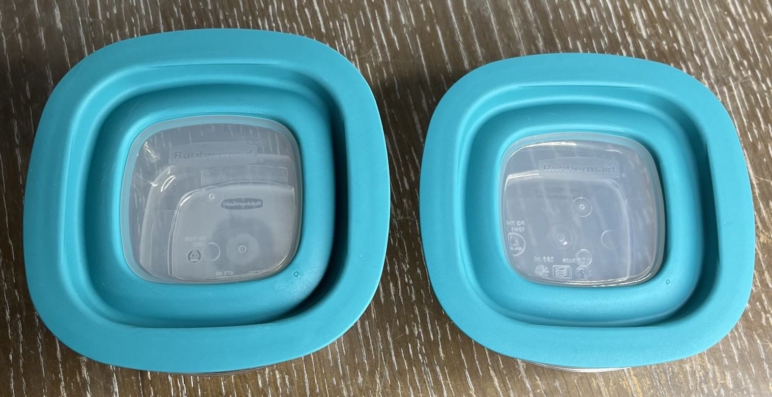 Rubbermaid Premier Storage Containers W/Flex Lids Teal 1.25 Cup&2 Cups Stackable