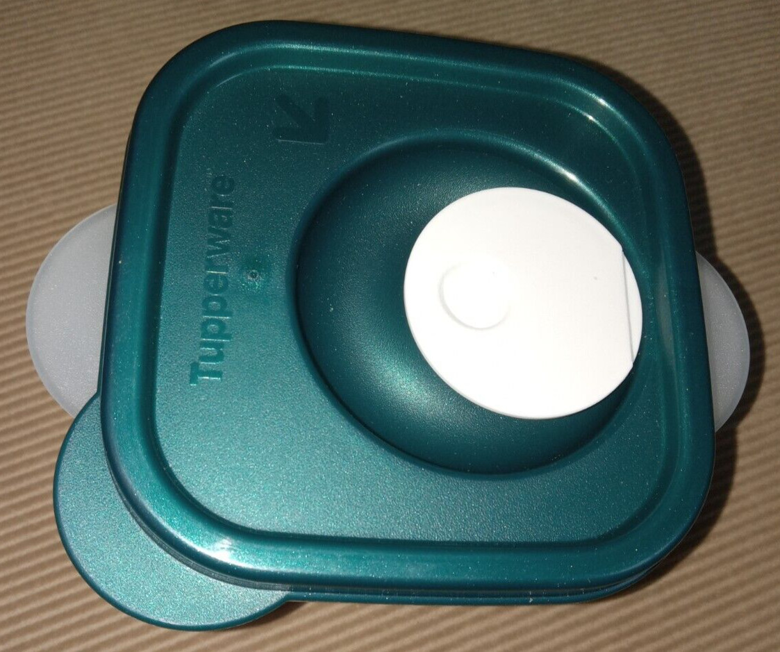 2 TUPPERWARE Sheer Crystalwave Containers #4893/4894 w Vented Green Seals #4895