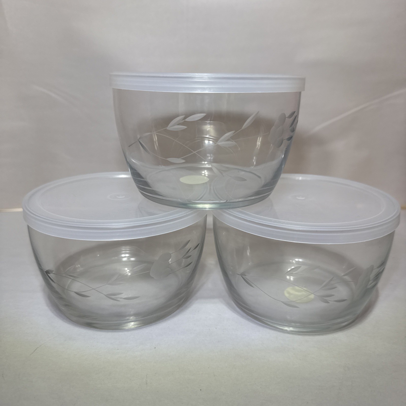 Princess House Heritage Small Bowl with Plastic Lid 177 Set Of 3