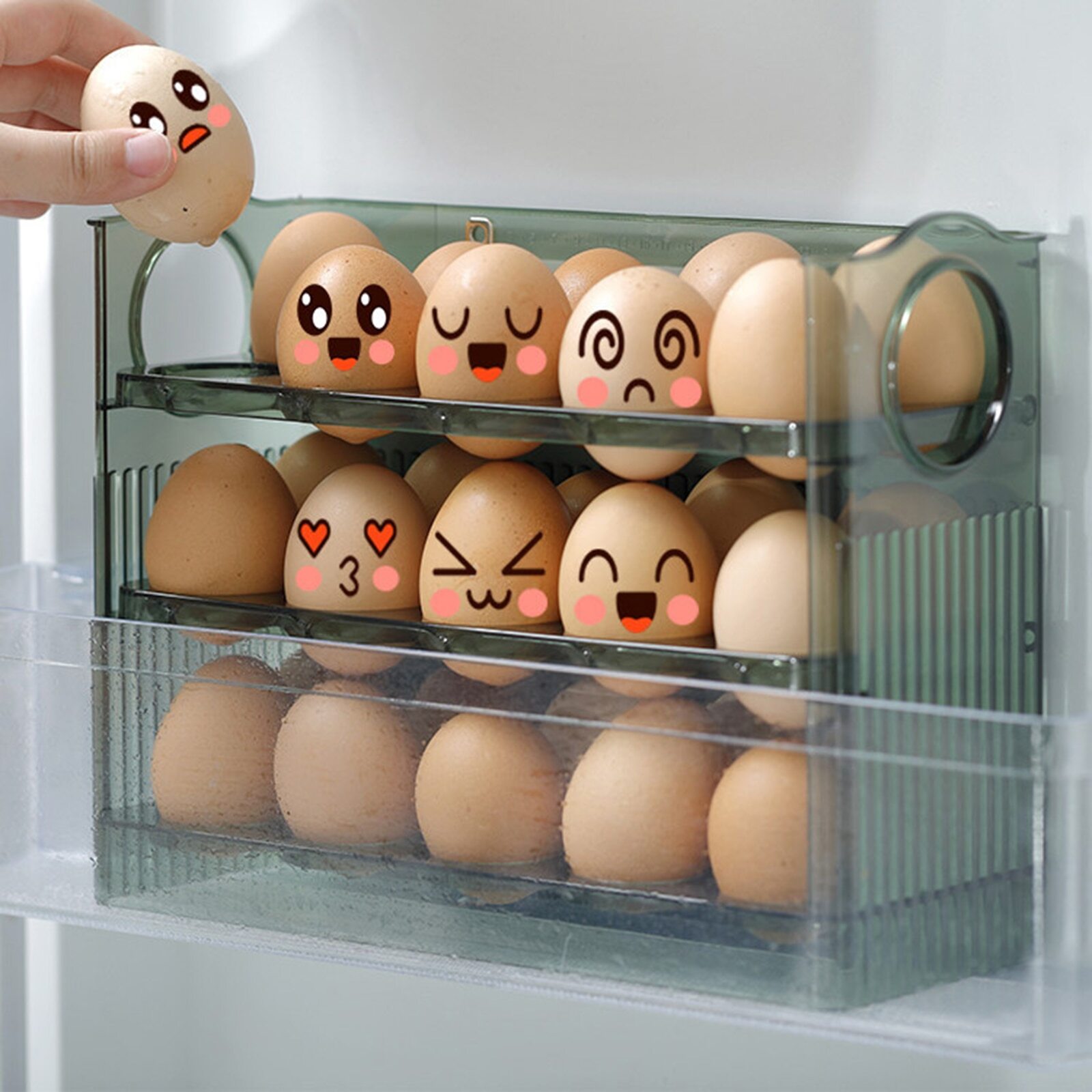 Kitchen Flip-Type Egg Storage Rack Fridge Organizer Creative Egg Holder Box