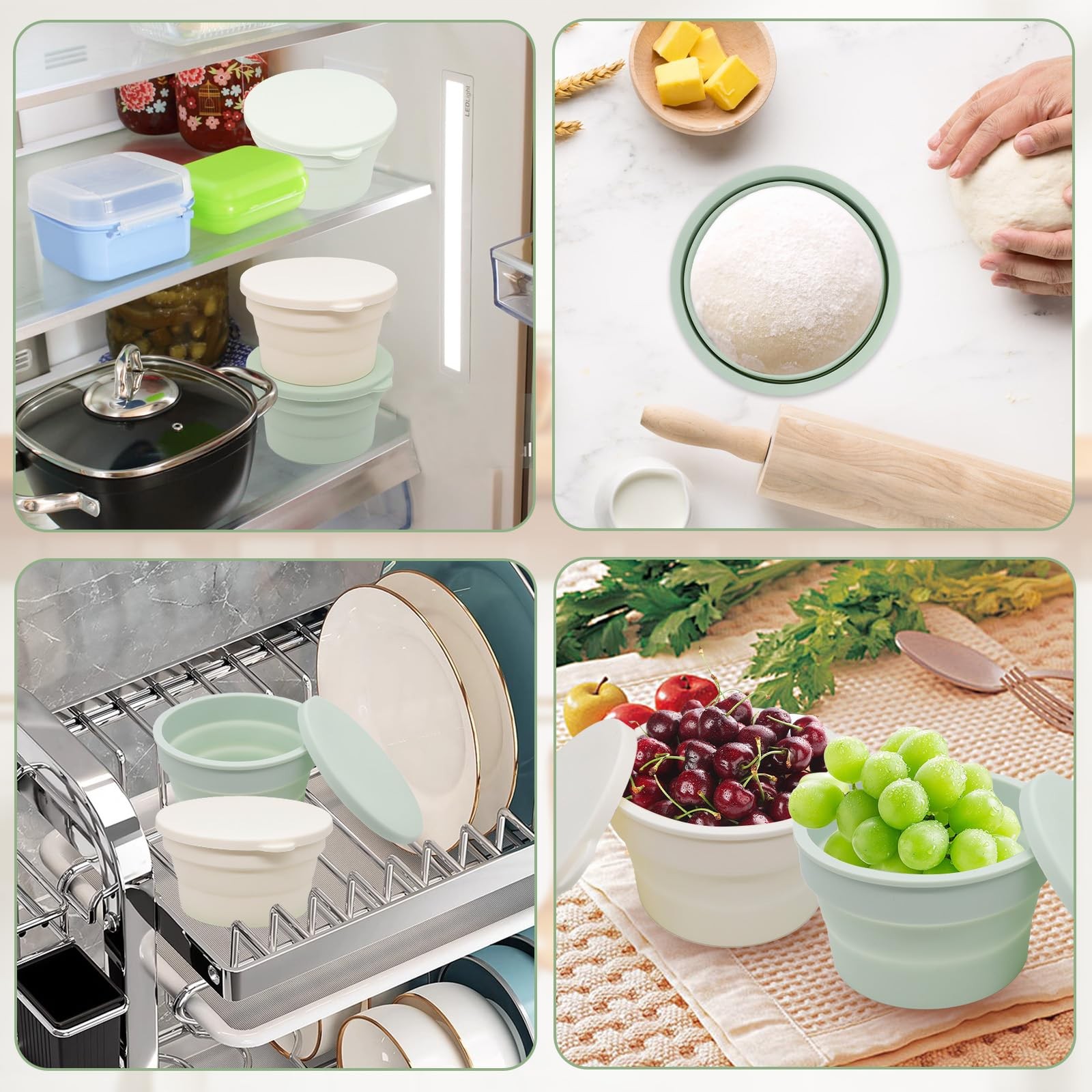 4PCS Pizza Dough Proofing Box – Stackable Silicone Pizza Storage Containers w…
