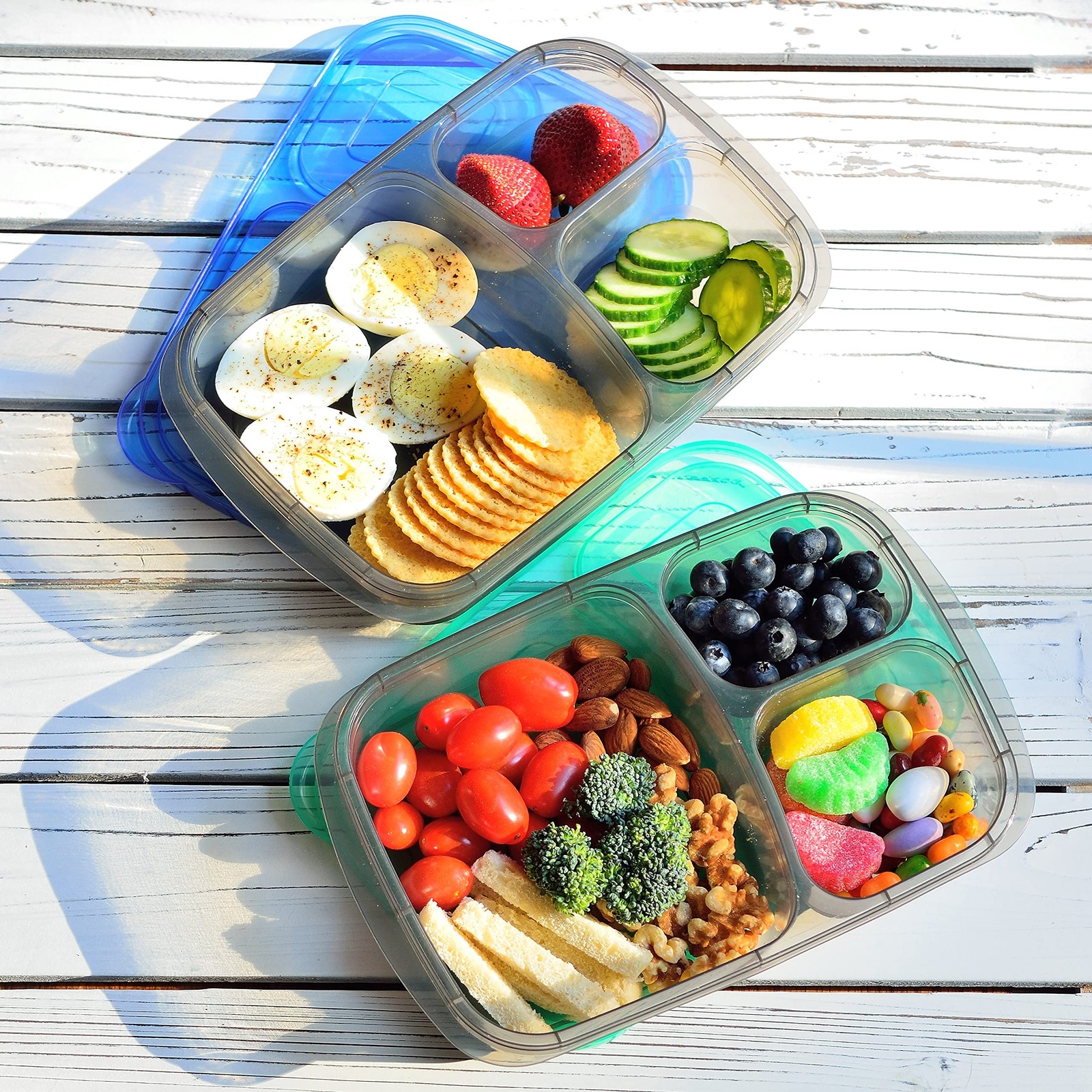 Youngever 7 Sets Bento Lunch Box, Meal Prep 9.5 x 6.2 x 2.2 inches, Clear