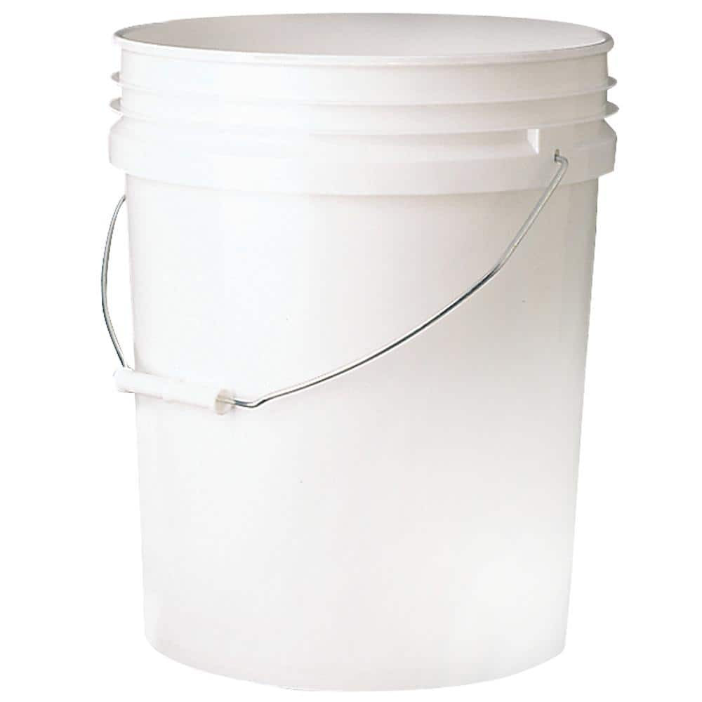 5 Gal. Bucket White Durable Plastic Construction w/ Carry Handle 70Mil Food Safe