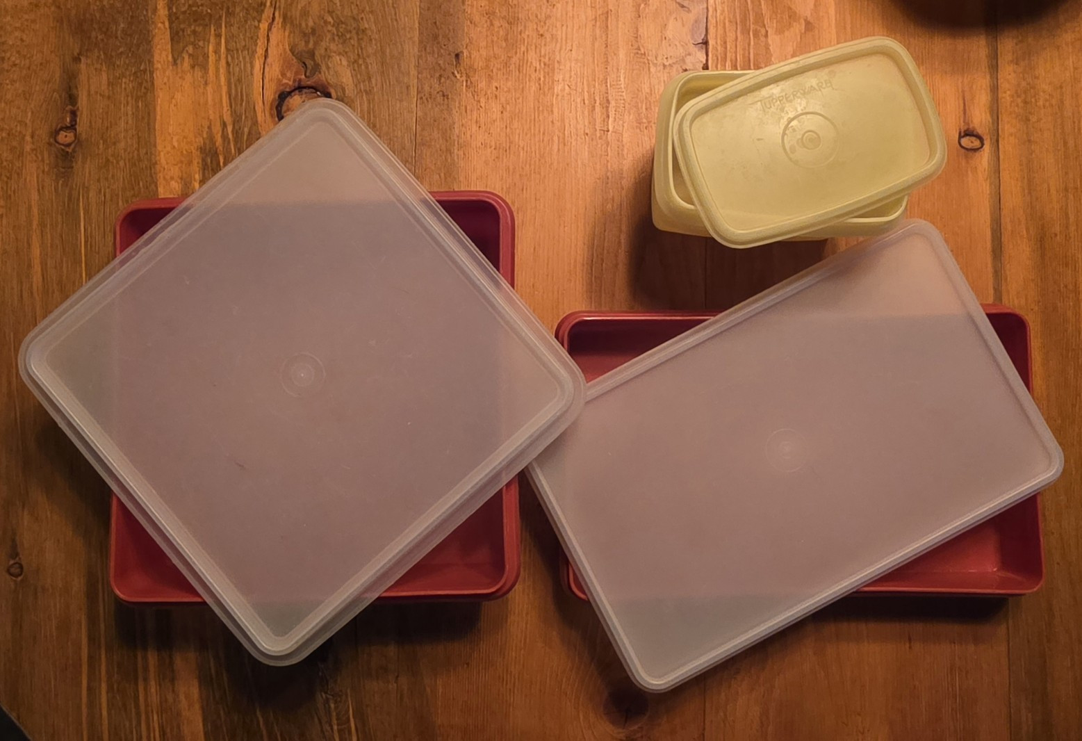 Vintage Tupperware Storage Set, 2 Rectangular Cake/Sandwich Keepers