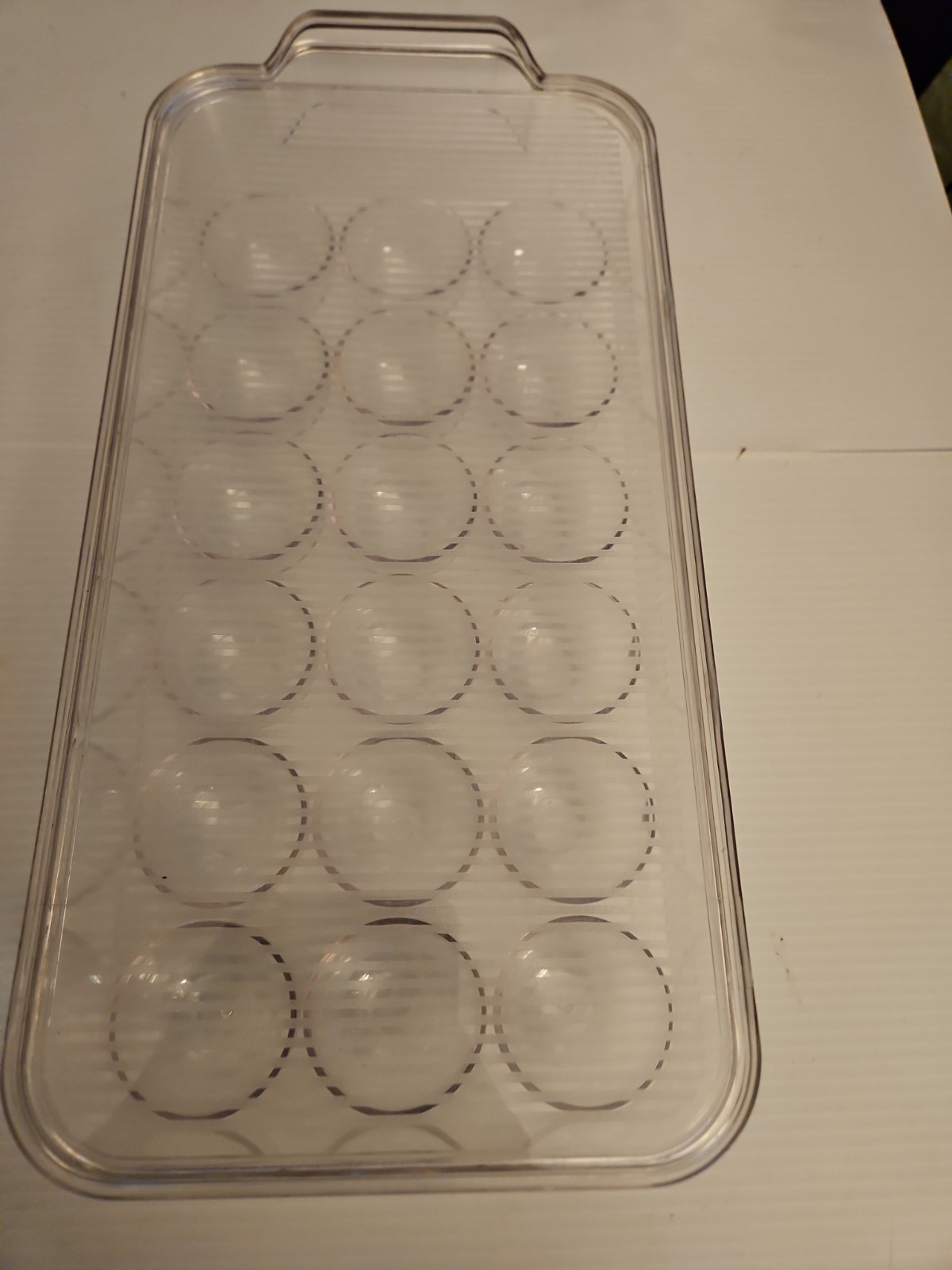 18 Egg Holder Carrier w Lid Clear Plastic Refrigerator Storage Tray