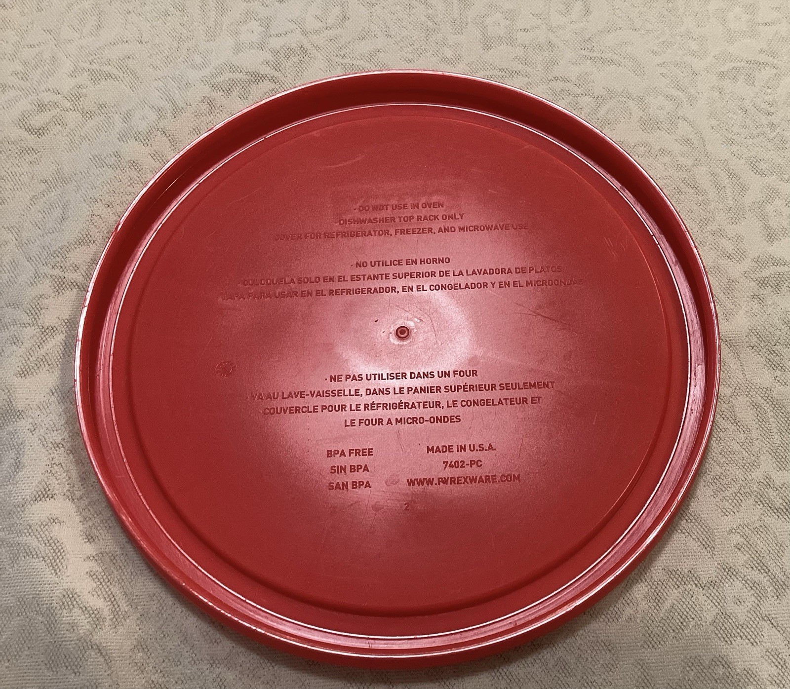 Lot Of 8 Pyrex Covers Red 7200 (4) 7402 (1) 7211 (1)Blue 7202 (1) Orange 323 (1)