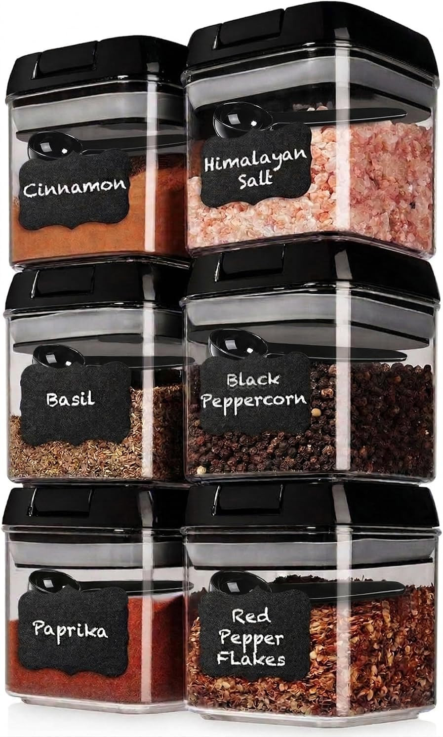 6 PC Airtight Food Storage Containers + 6 Spoons Included – BPA Free Plastic Sna