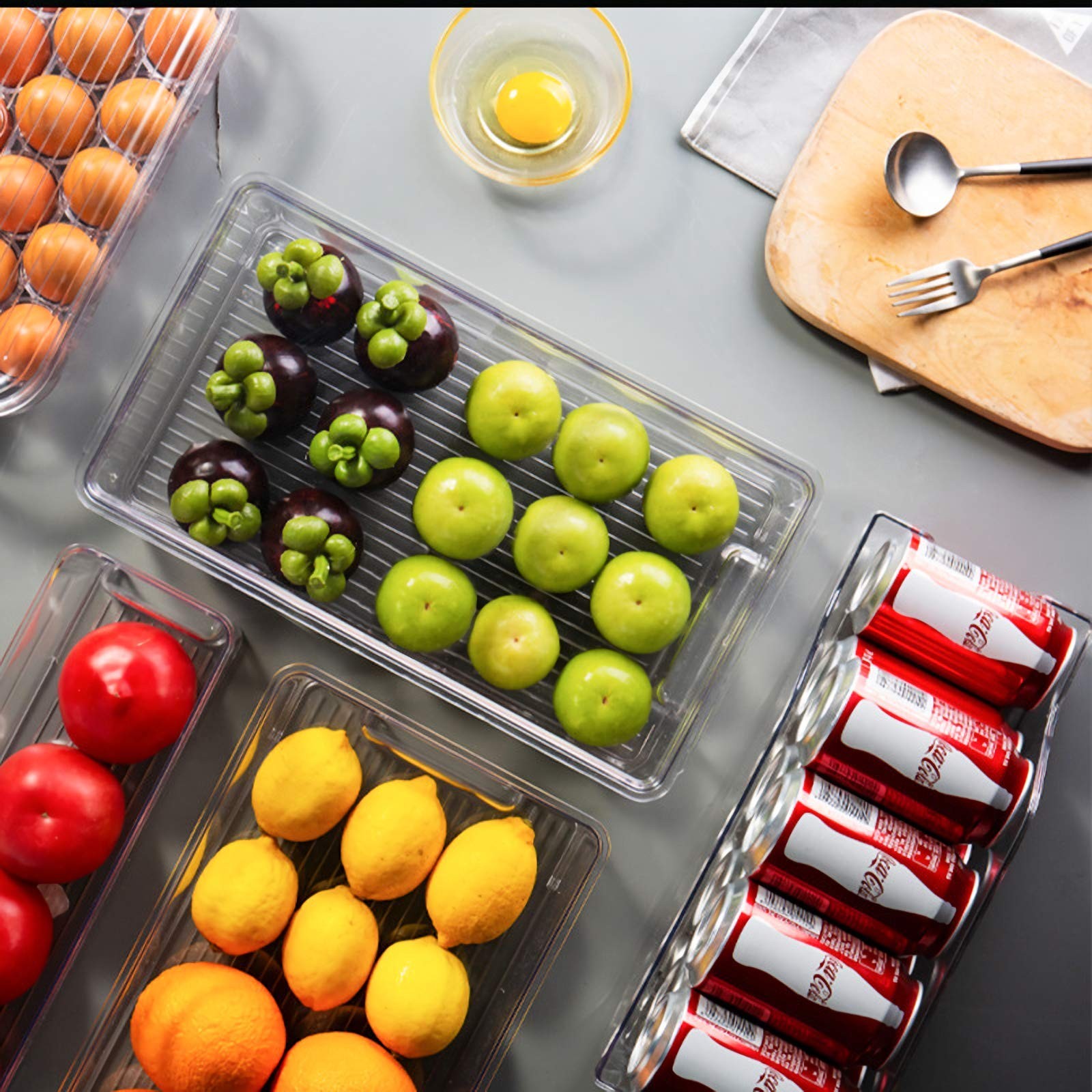 8 Pack Plastic Storage Bins for Freezer, Pantry, Countertop, Cabinet Organiza…
