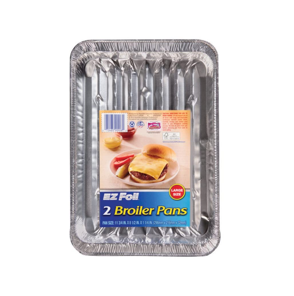 Hefty Ez Foil 8-1/2 In. W X 11-3/4 In. L Super Broiler Pan Silver 2 Pk Pack Of