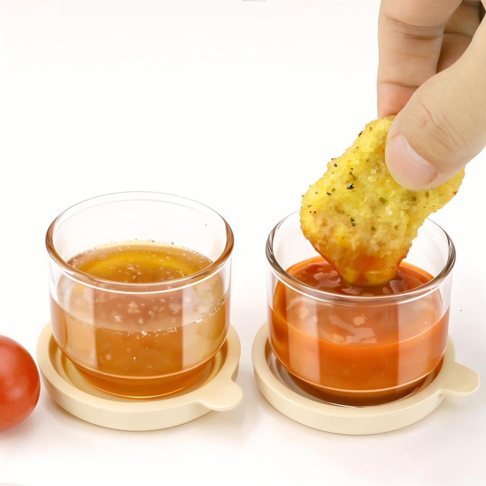 Salad Dressing Container To Go, 2.7 oz Glass Small Condiment Container with L…