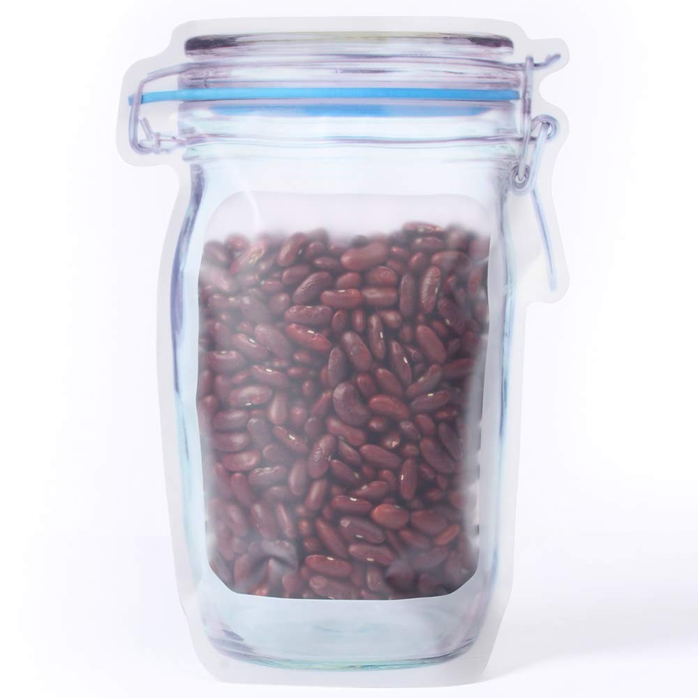 60Pcs 3 Color Mixed Food Saver Storage Bags Mason Jar Pattern Reusable Portab…