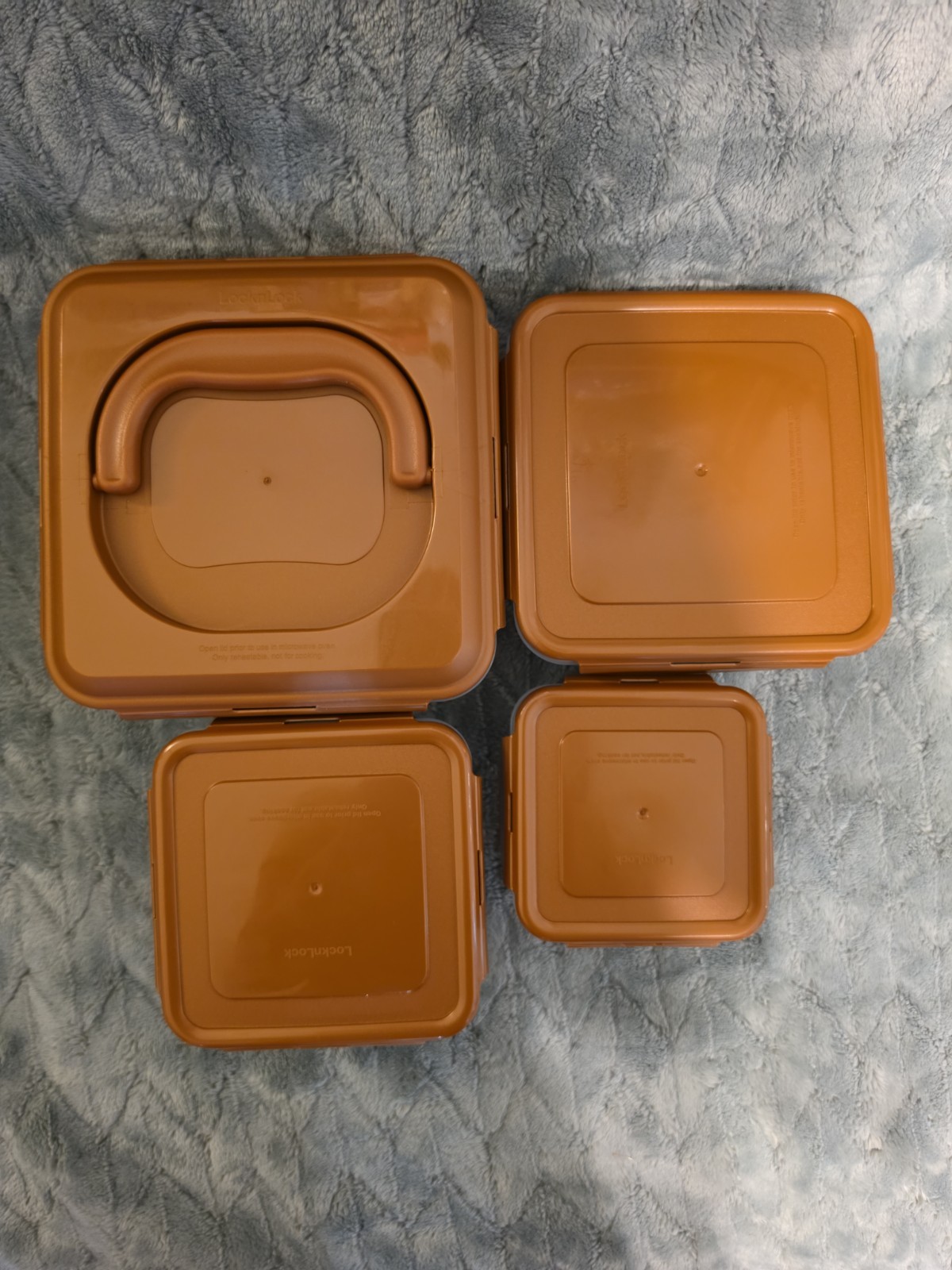 LocknLock Brand Clear Plastic Copper Lidded Food Storage System 4pc Nested NEW