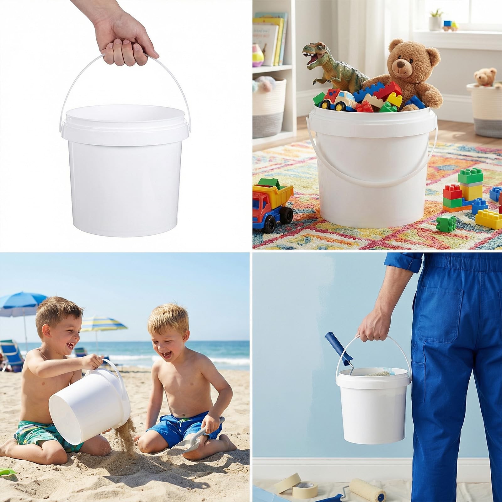 Yuanan 12 PCS Small Bucket with Lid, 5.1 Inch Plastic Buckets Mini Buckets wi…
