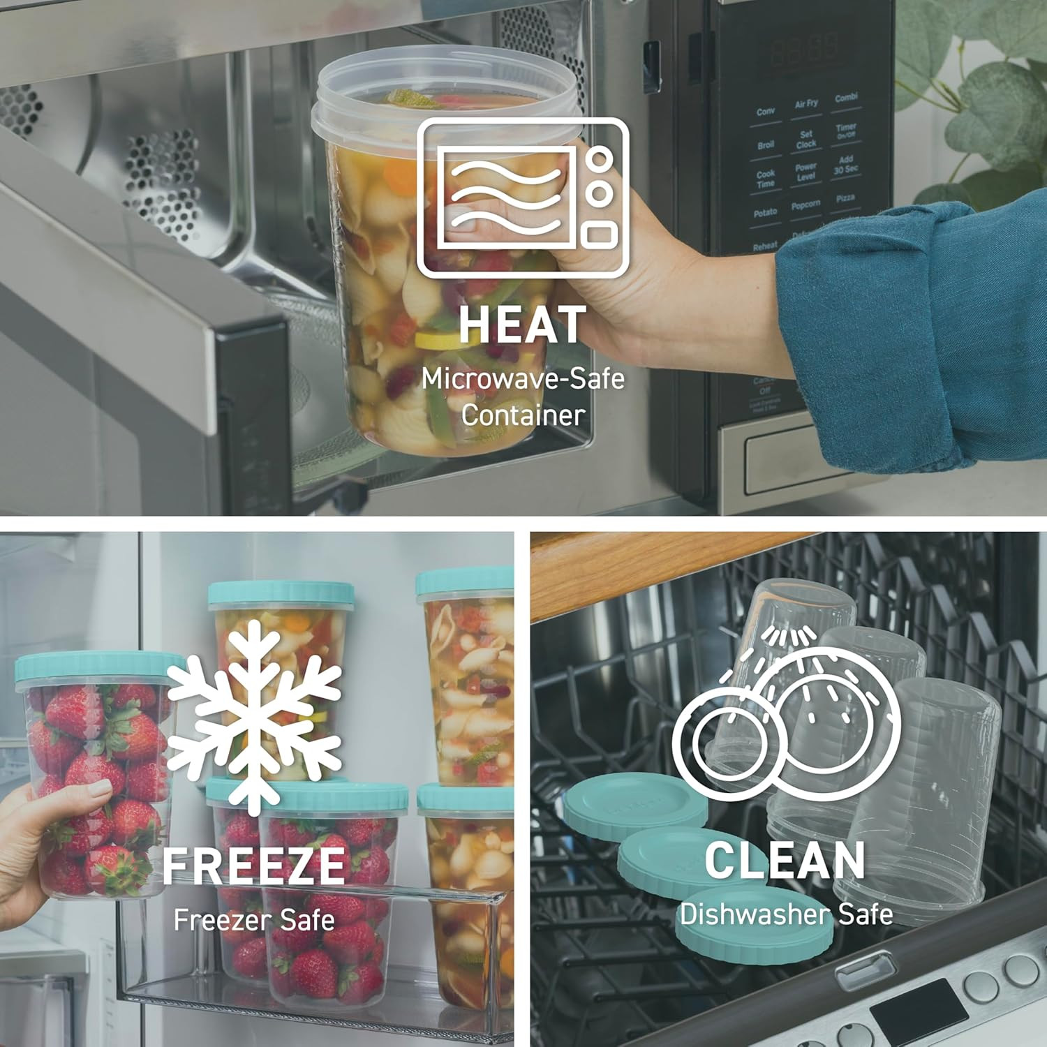 Prep – 20 Piece 32 Fl Oz Leak-Proof Deli Containers with Lids, Food Storage for